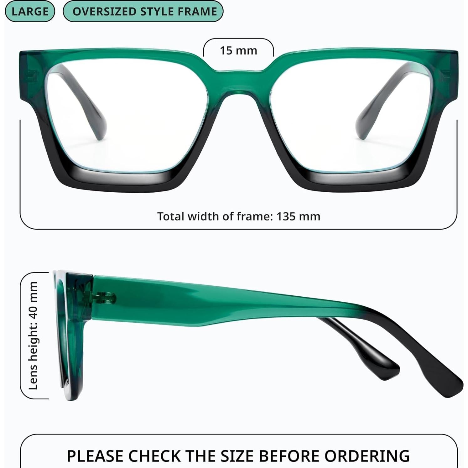 Gafas de luz azul oversized para mujer - Marco preppy chic