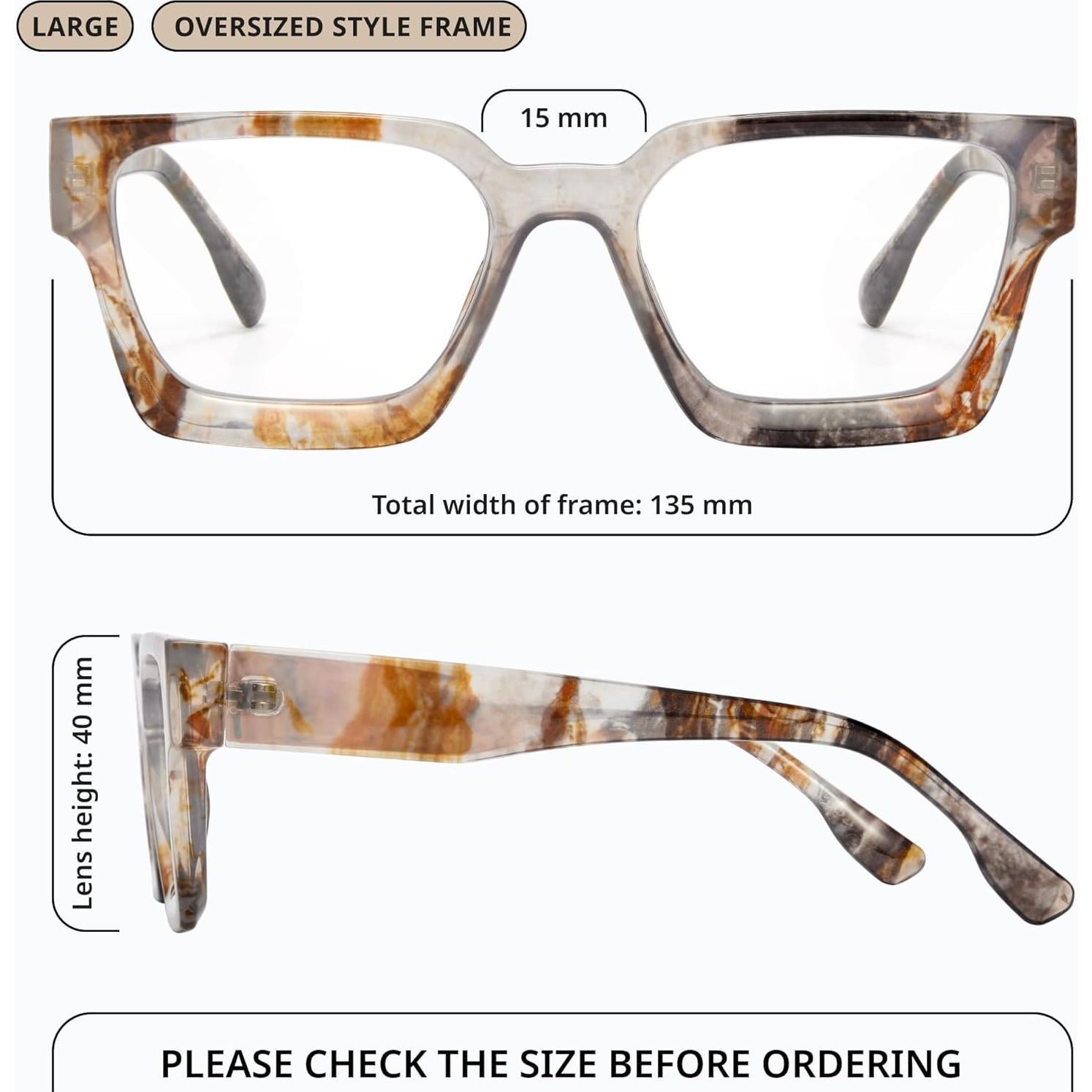 Gafas de luz azul oversized Livho para mujer - Marco chic