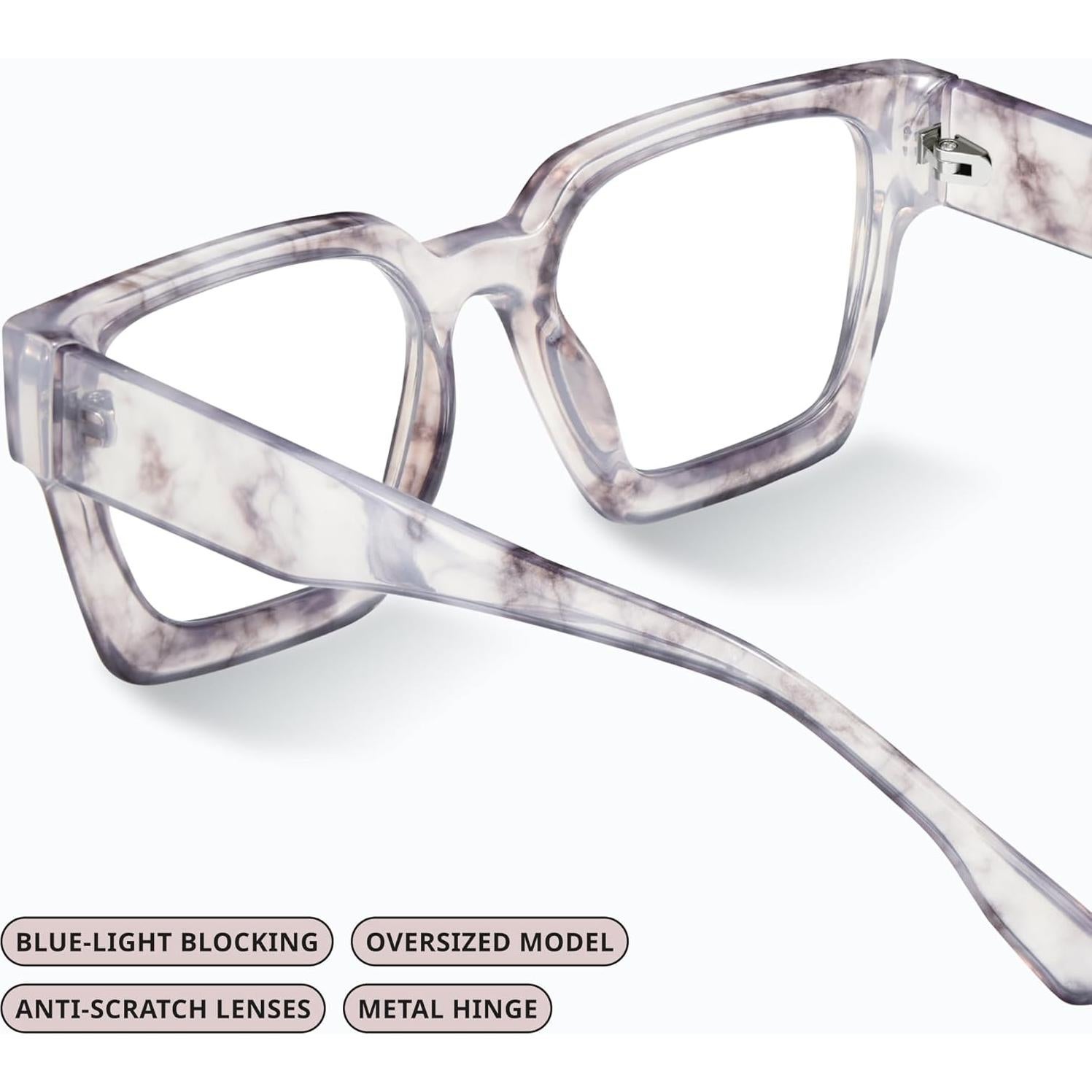 Gafas de luz azul oversized para mujer - Marco preppy chic