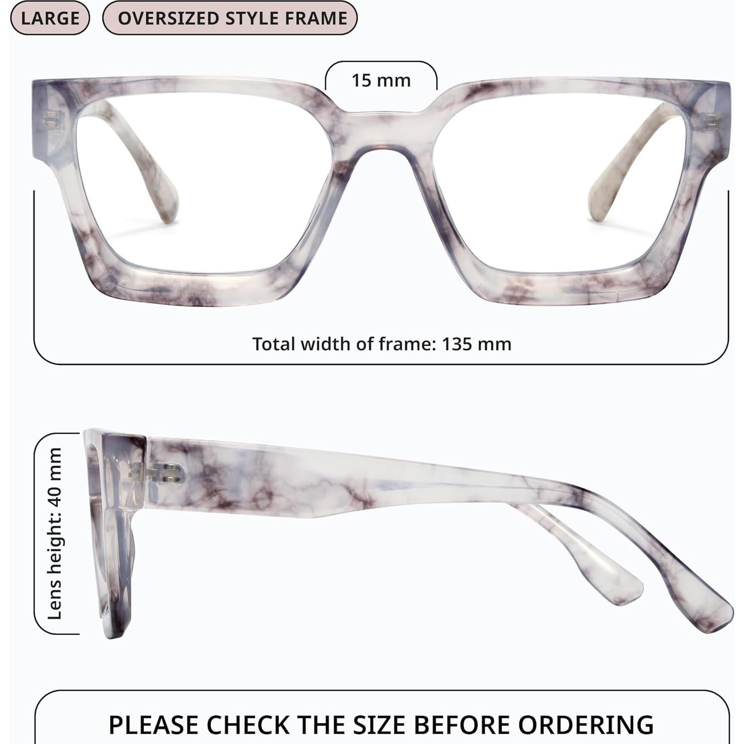 Gafas de luz azul oversized para mujer - Marco preppy chic