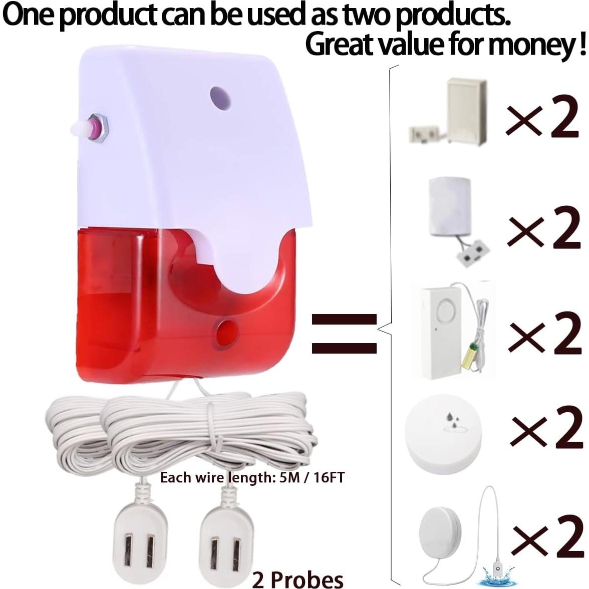 Detector de Fugas de Agua Tuehakny Doble Sonda 5m 120dB