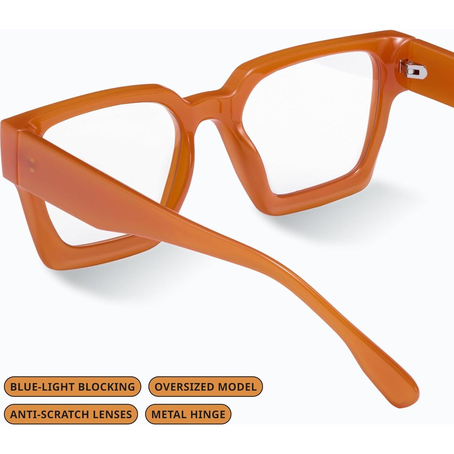 Gafas de luz azul oversized para mujer - Marco preppy chic