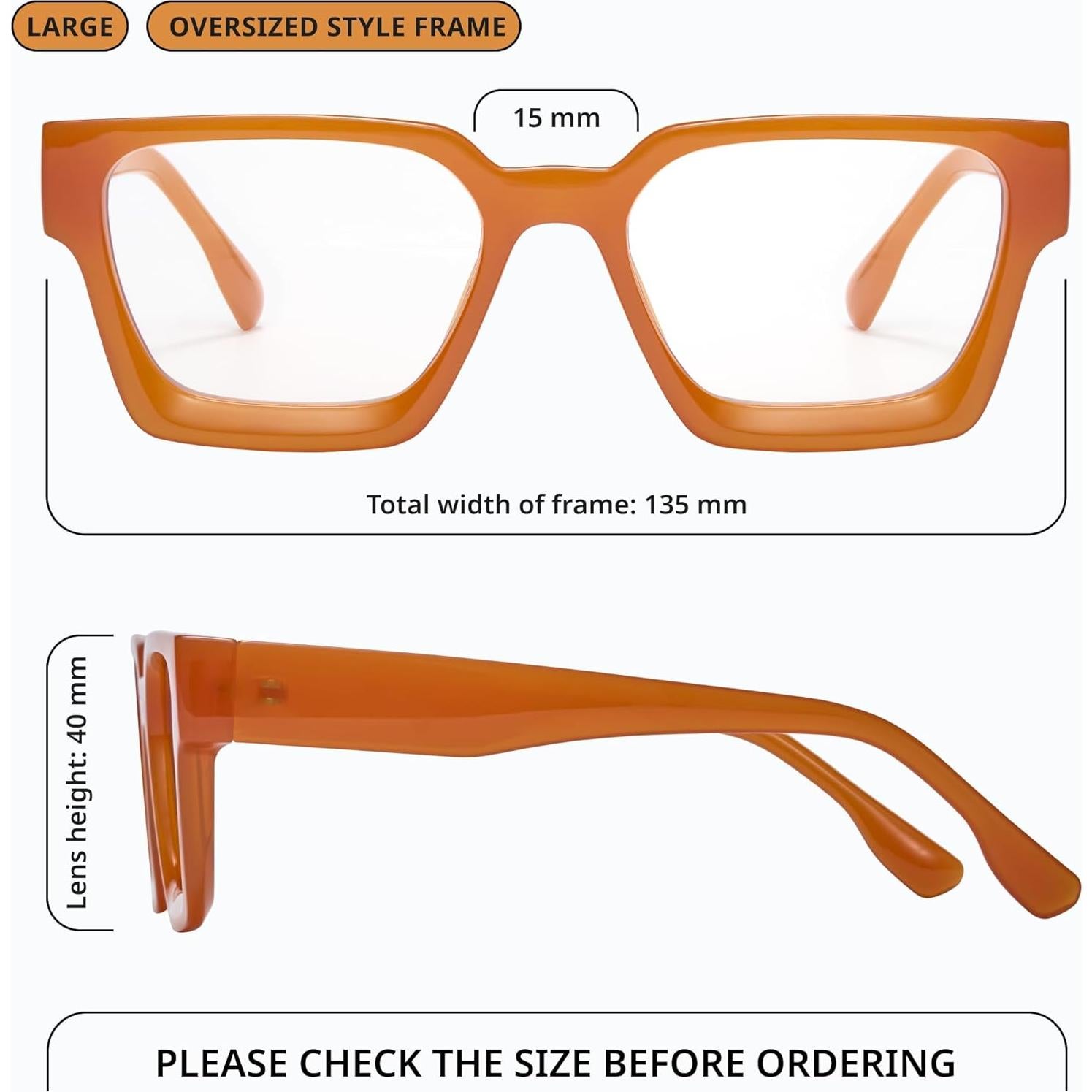 Gafas de luz azul oversized para mujer - Marco preppy chic