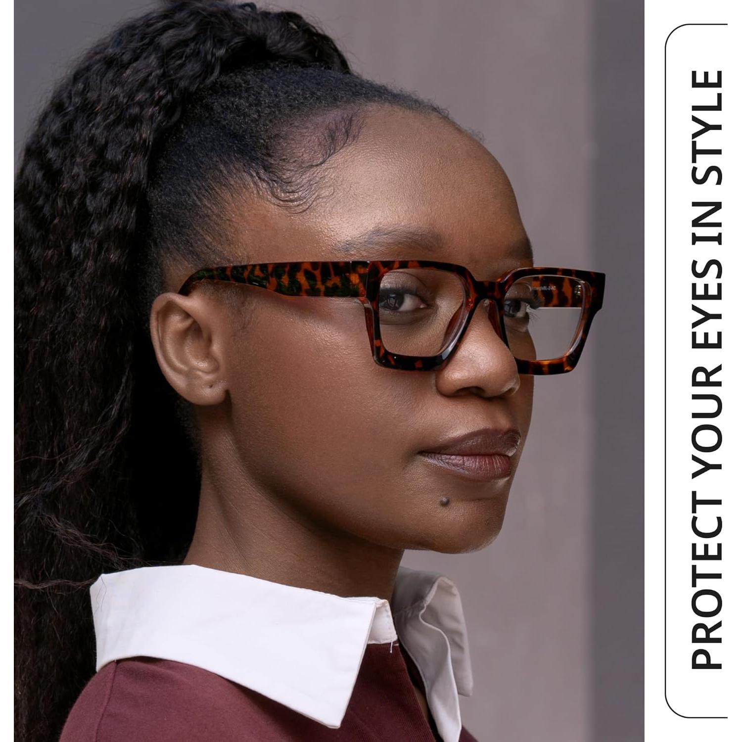 Gafas de luz azul oversized para mujer - Marco chic UV400