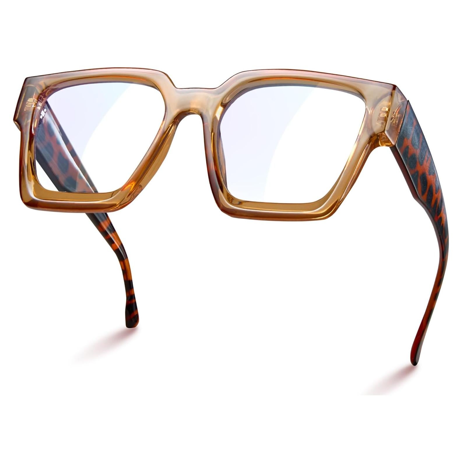 Gafas de luz azul oversized para mujer - Patas de Leopardo