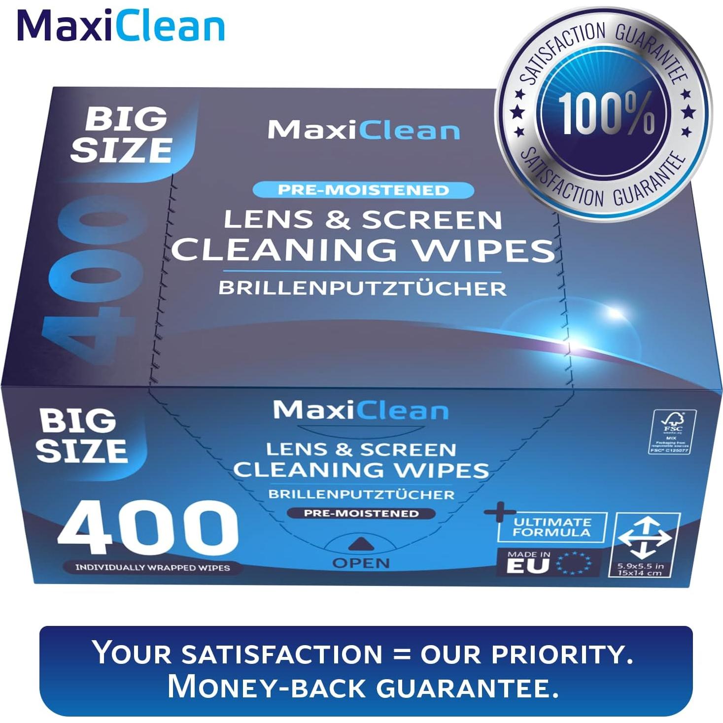 Toallitas para Lentes Maxi Clean 400 Pre-humedecidas