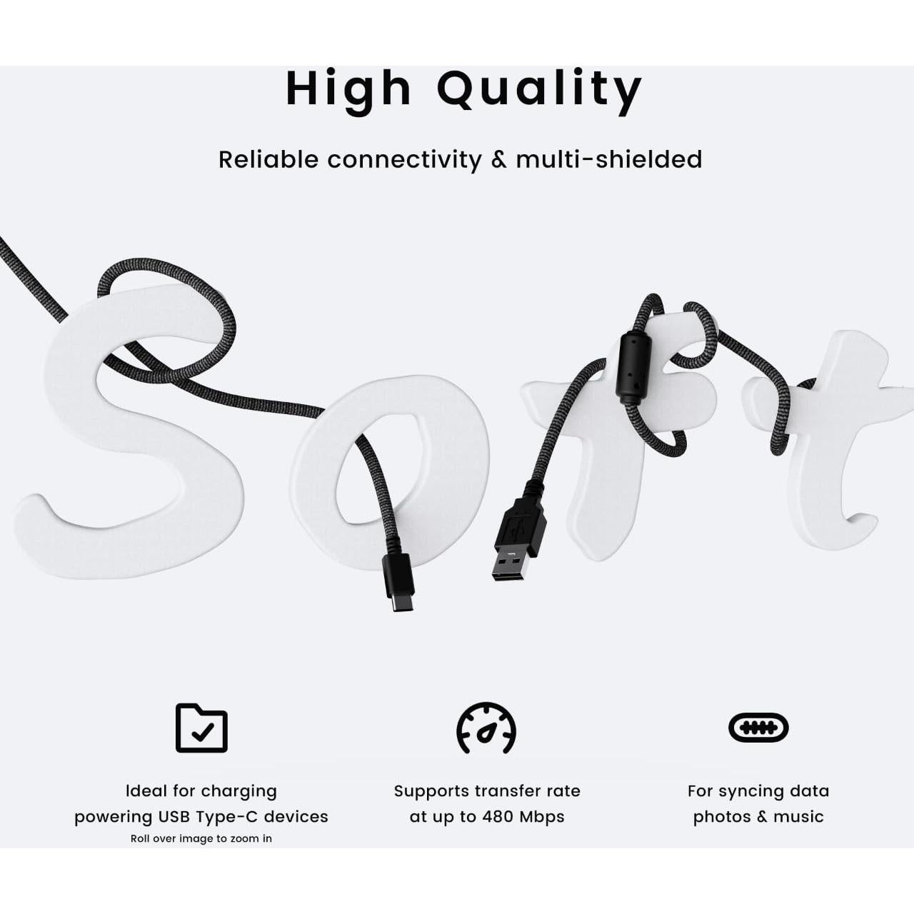 Cable USB-C PWNAGE 1.8m Ultra Flexible para Teclado Gaming