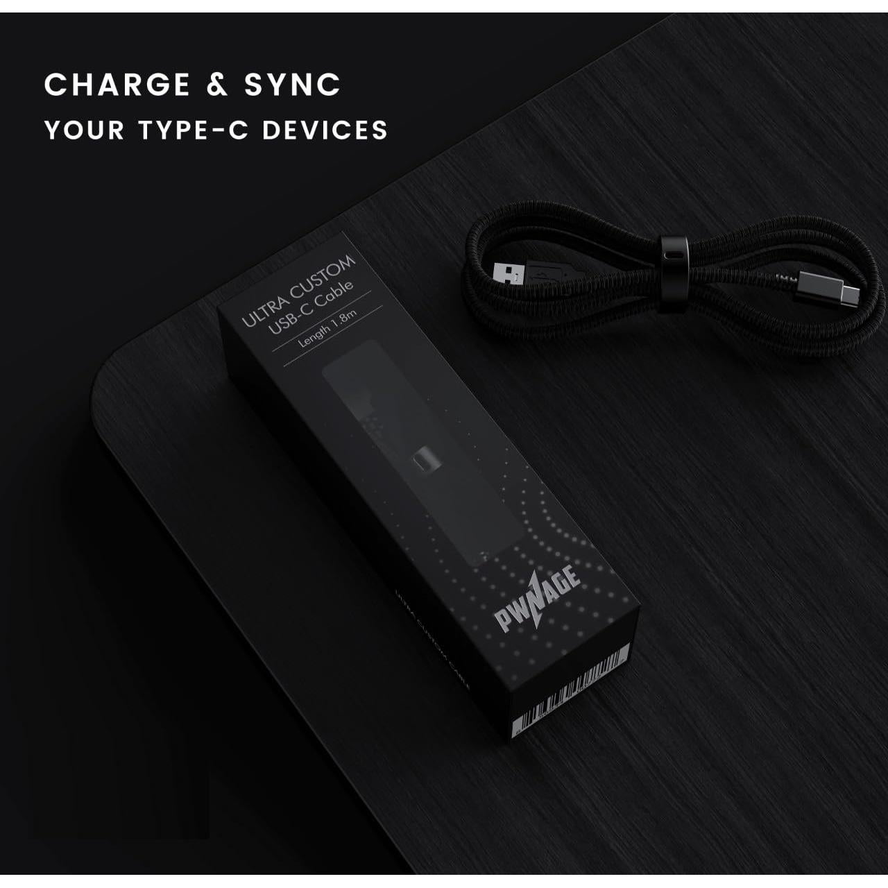 Cable USB-C PWNAGE 1.8m Ultra Flexible para Teclado Gaming