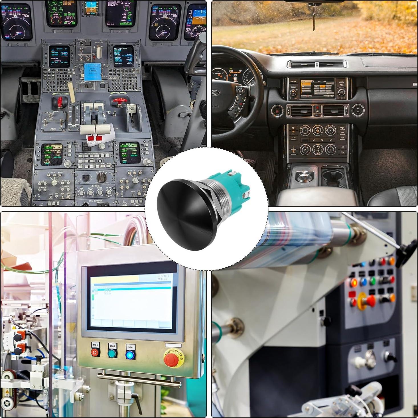 Interruptor de Botón Redondo MECCANIXITY 10A 22mm Negro IP65