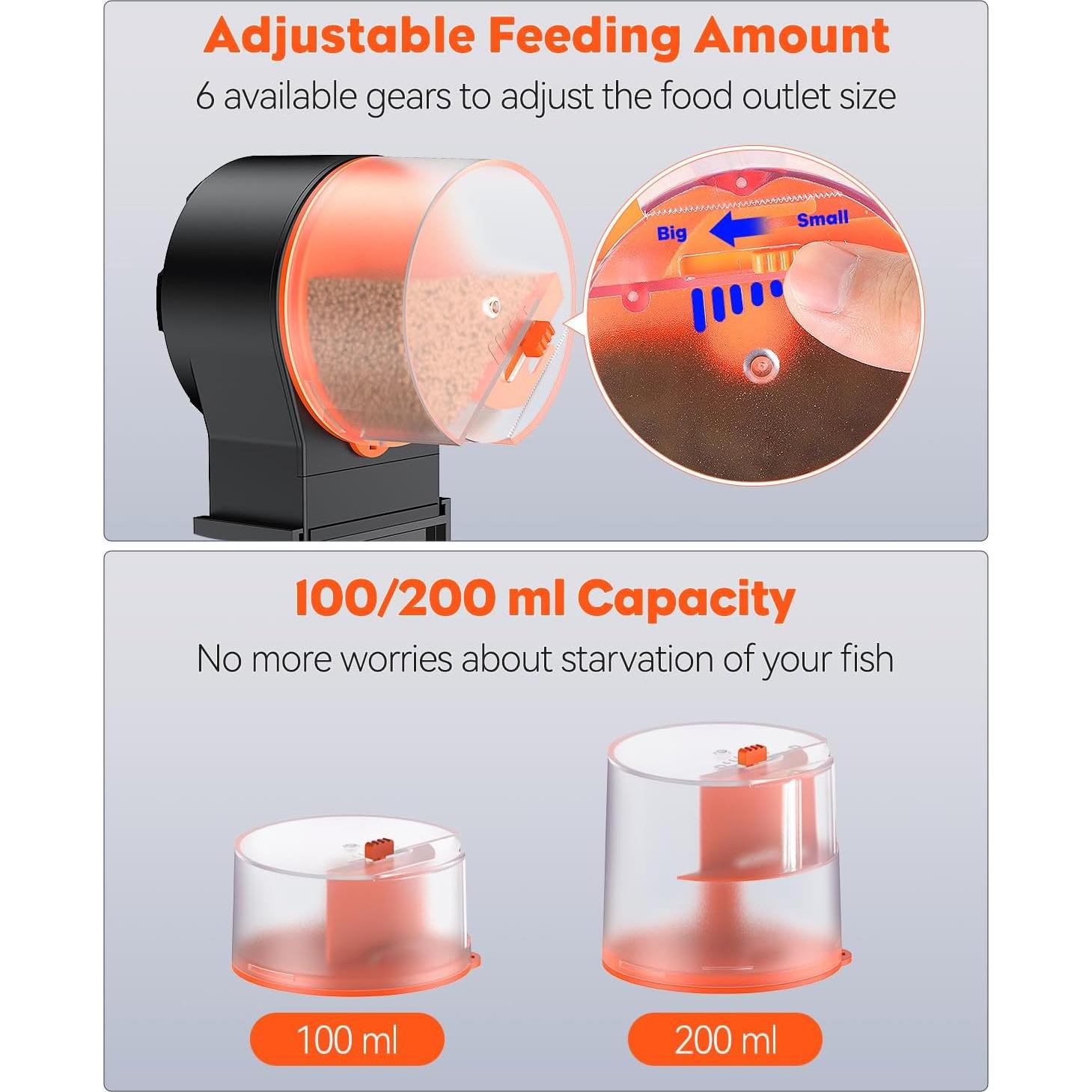 Alimentador Automático de Peces Pawfly 100/200 ml con Temporizador