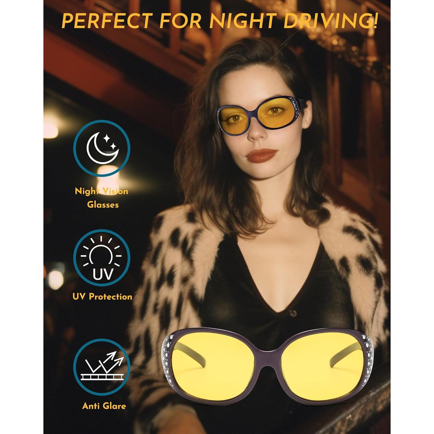 Gafas de Visión Nocturna SODQW Amarillas Polarizadas Mujer