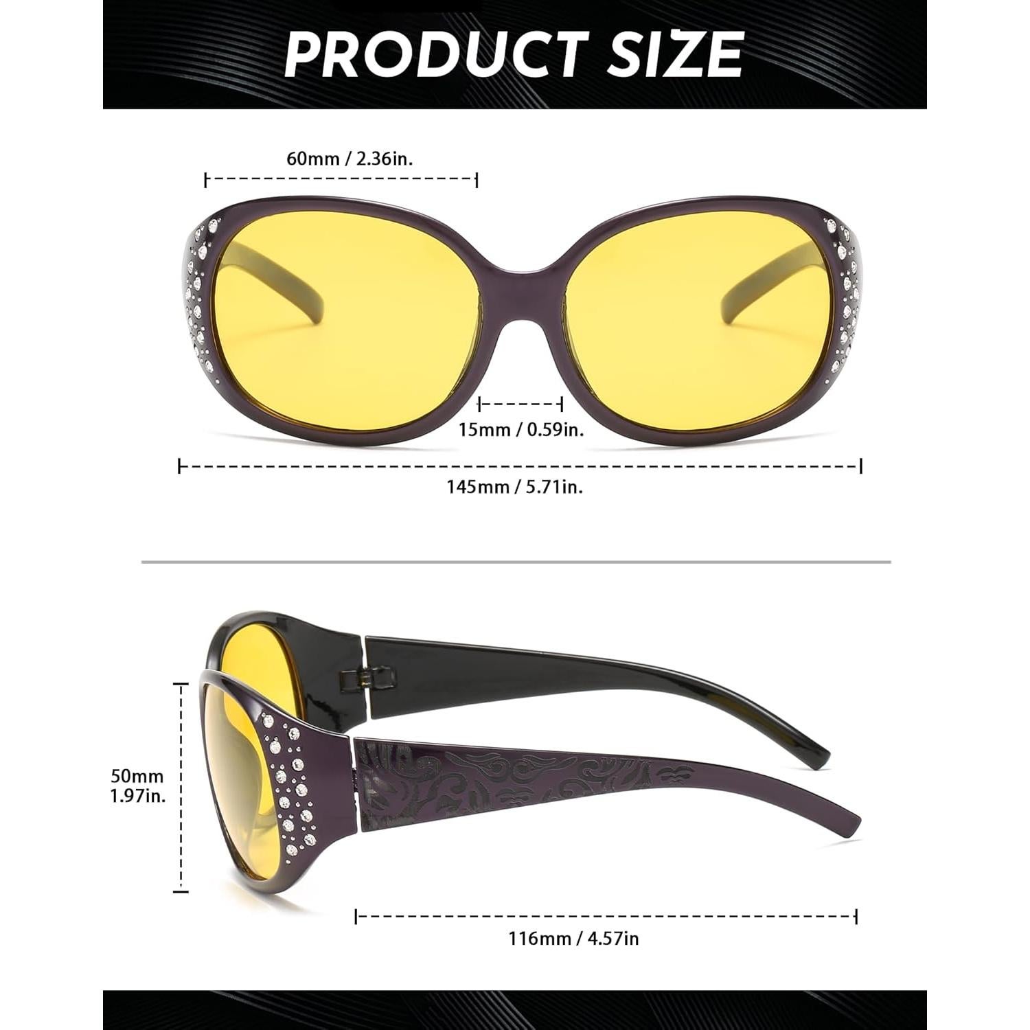 Gafas de Visión Nocturna SODQW Amarillas Polarizadas Mujer