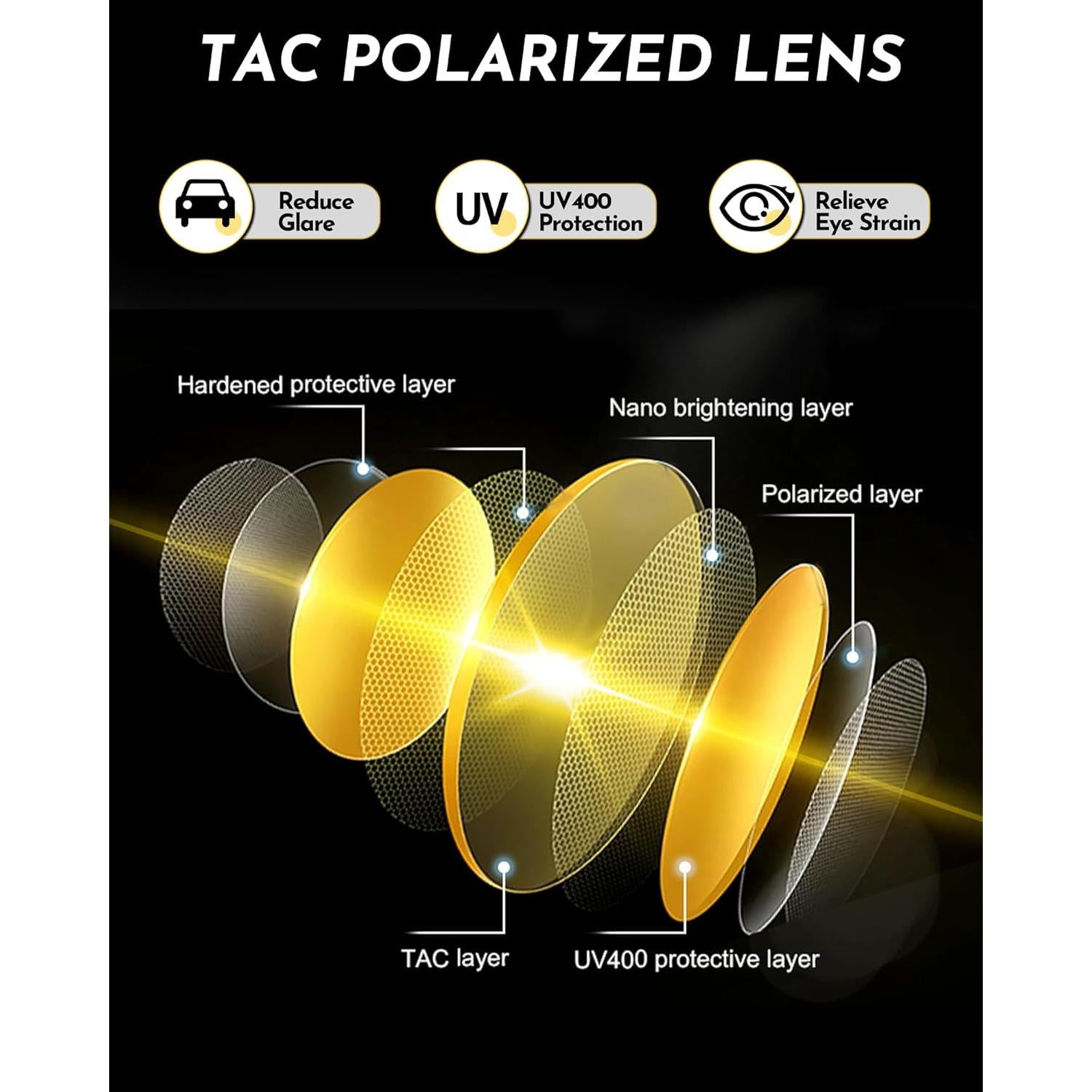Gafas de Visión Nocturna SODQW Amarillas Polarizadas Mujer