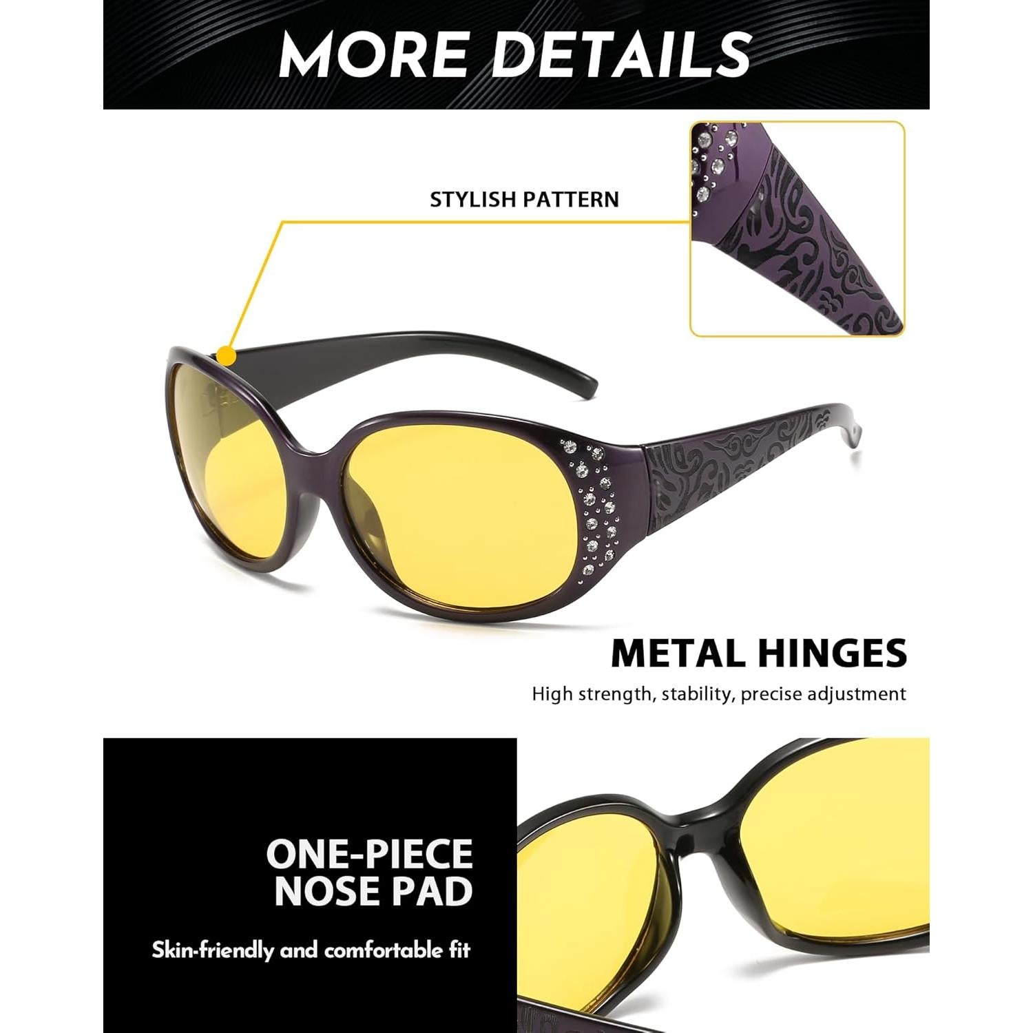 Gafas de Visión Nocturna SODQW Amarillas Polarizadas Mujer