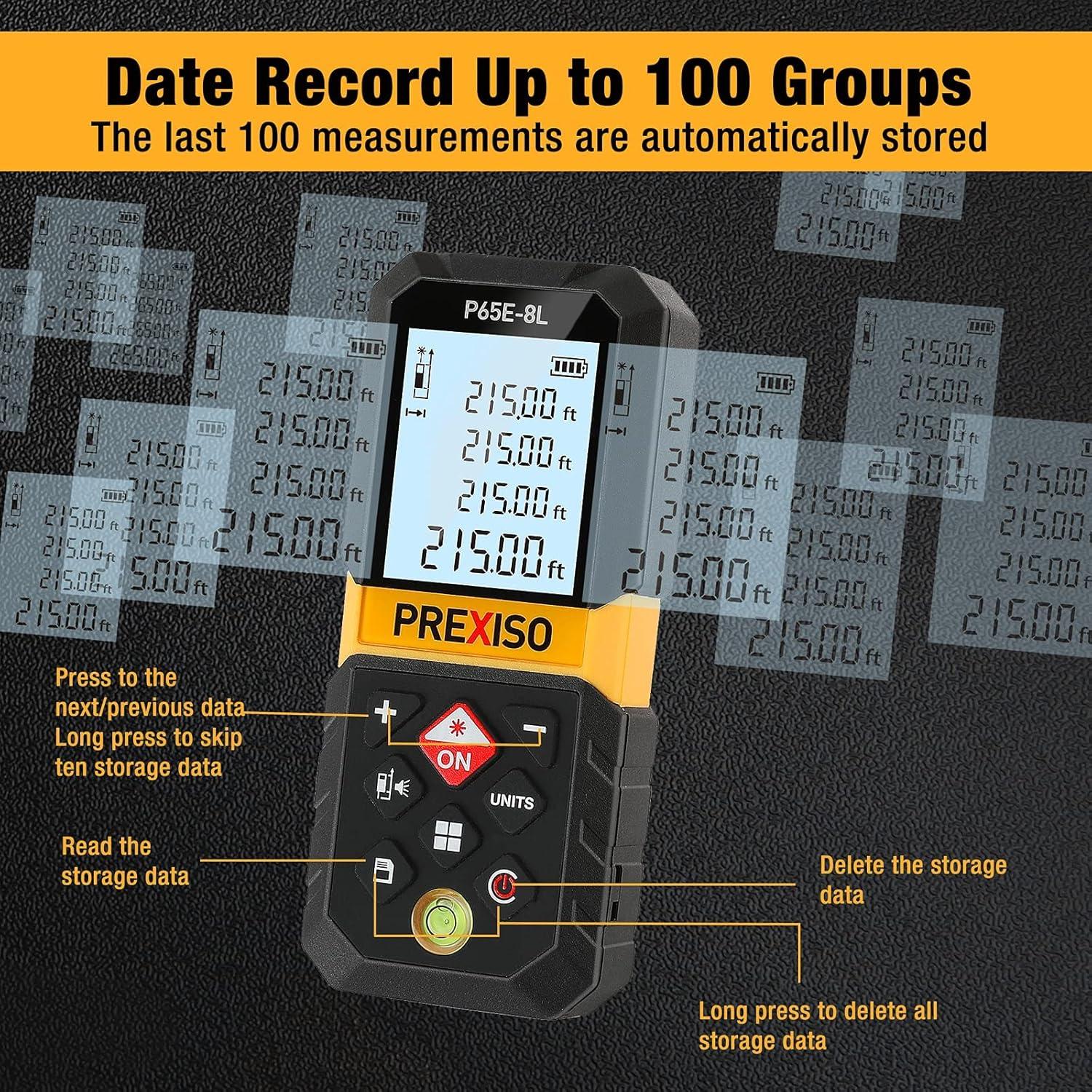 Medidor Láser Prexiso P65E-8L 65.53m con Extensión