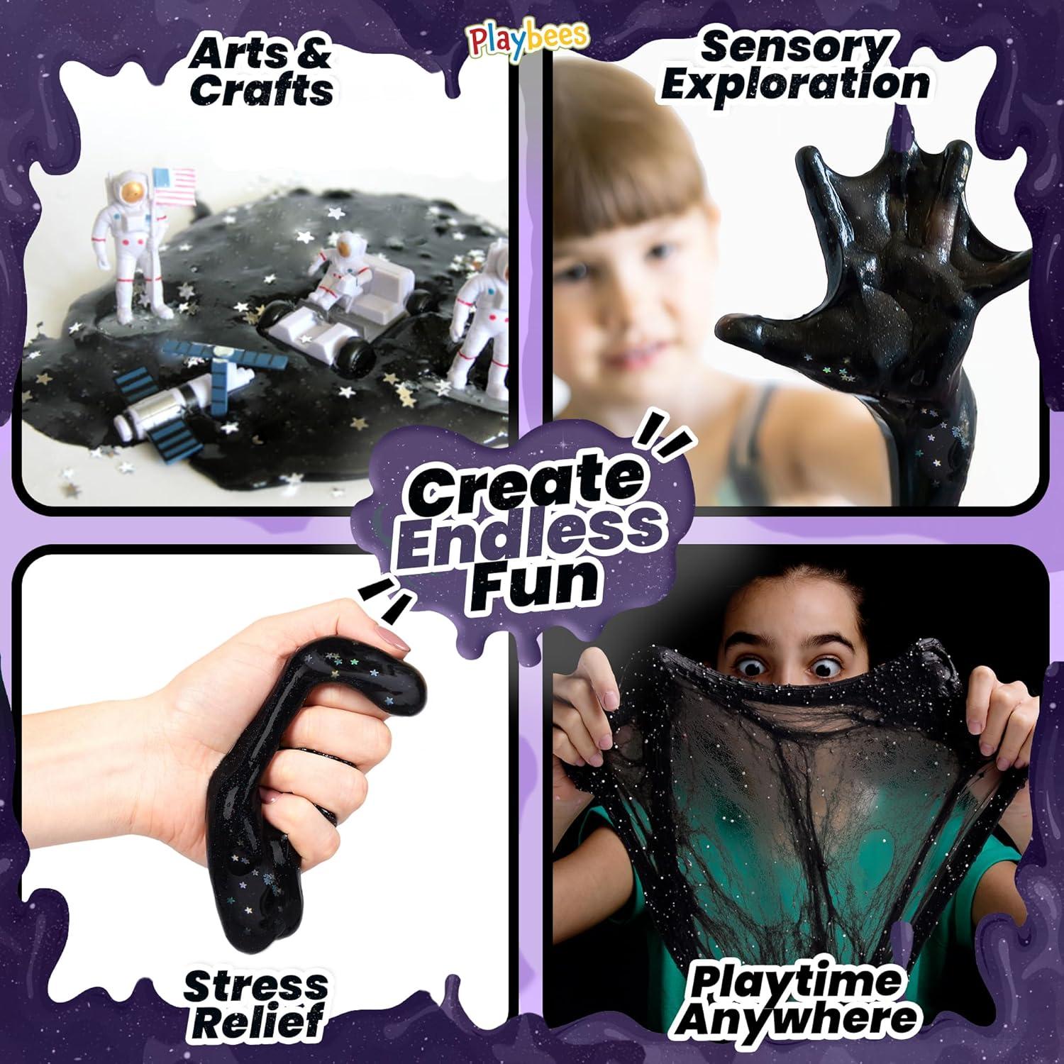 Slime Nebulosa Negra Playbees - Paquete de 24 Piezas - No Pegajoso