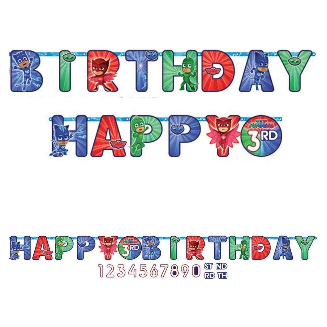 Banderín de Letras Jumbo PJ Masks Personalizable 3.2m