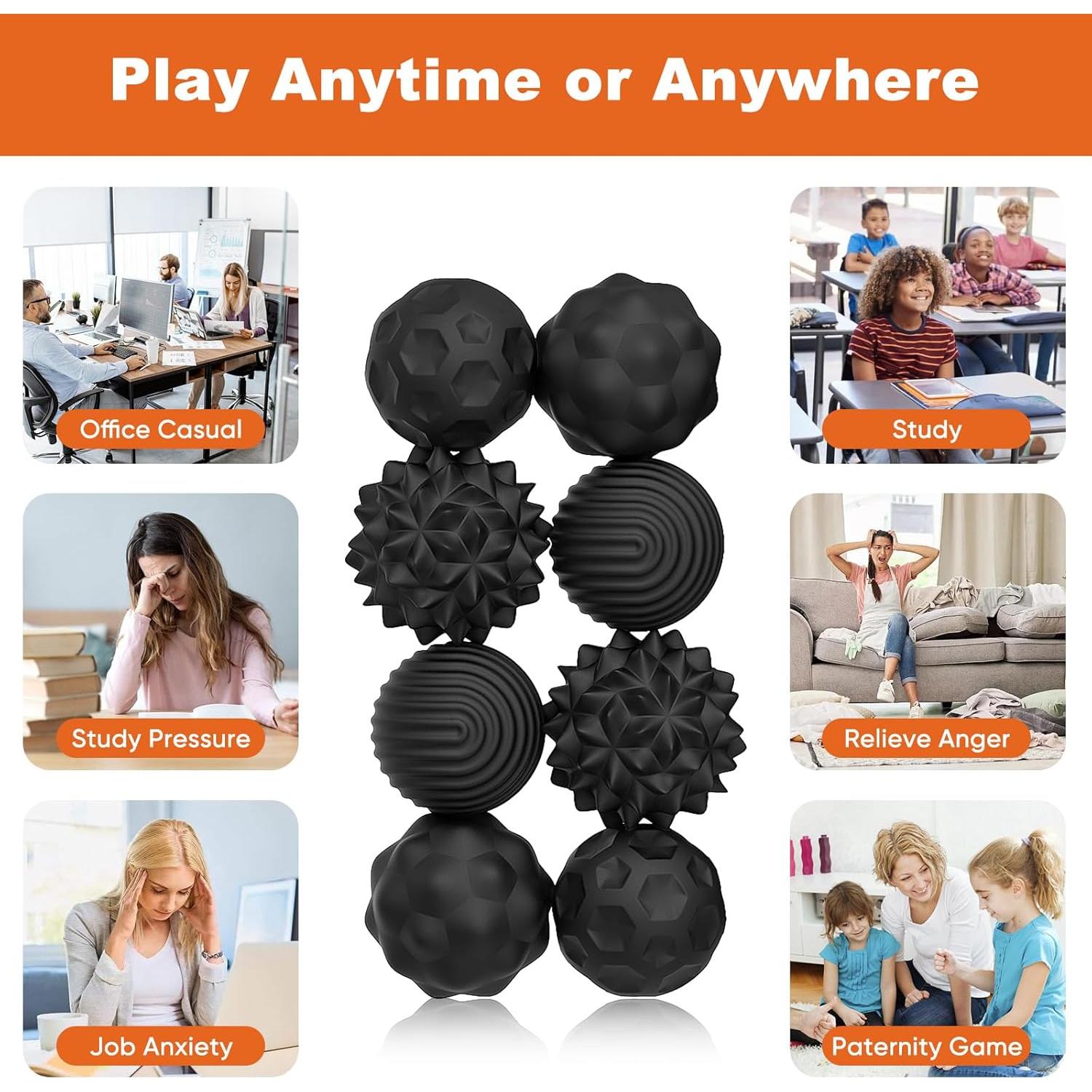 4 Bolas Antiestrés Magnéticas LACEVINE Silicona Negra 181g