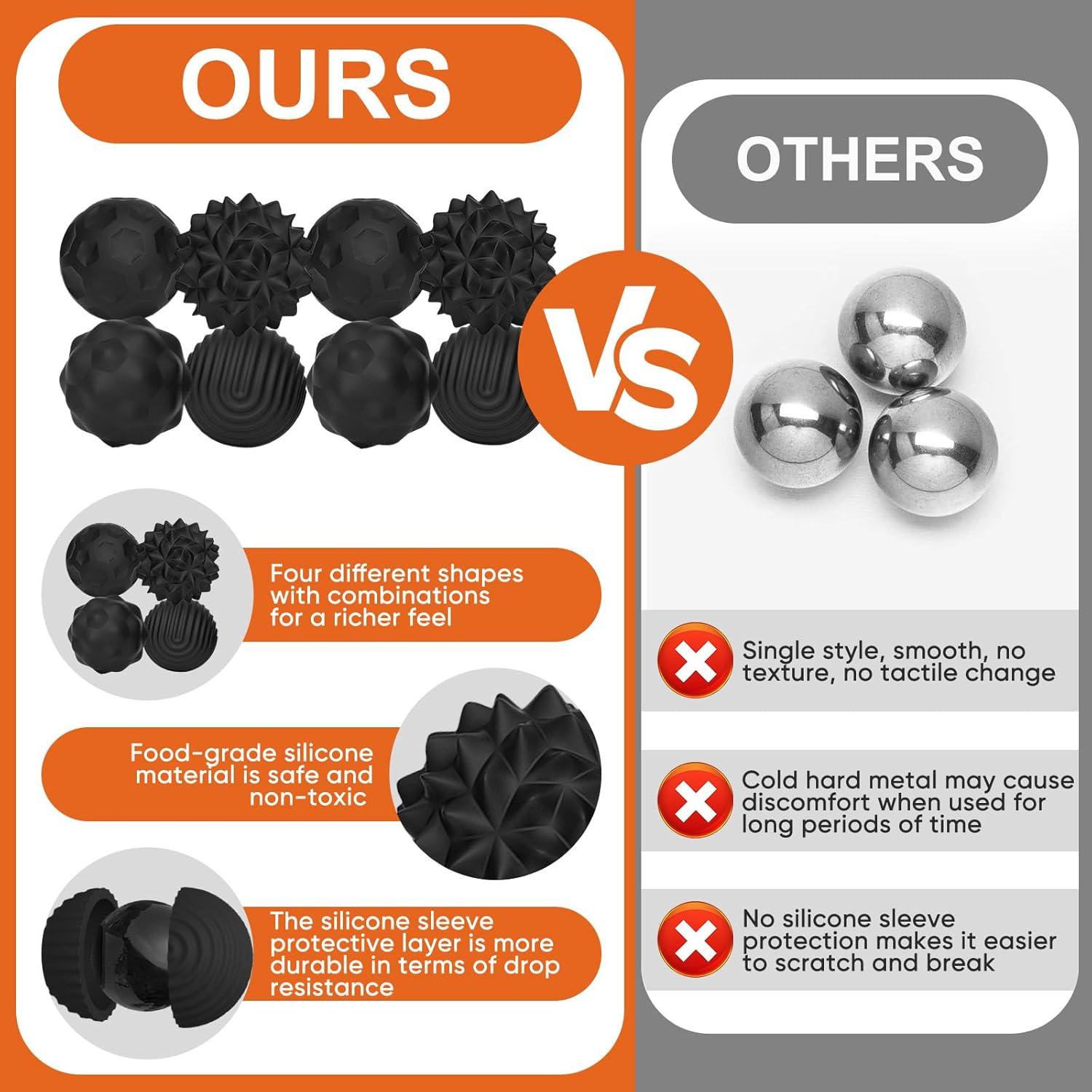 4 Bolas Antiestrés Magnéticas LACEVINE Silicona Negra 181g