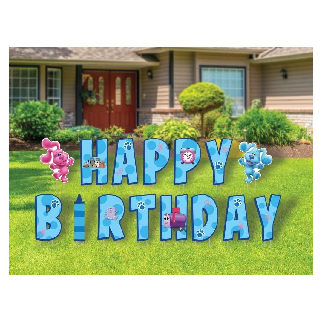 Carteles de Feliz Cumpleaños Blue's Clues con Estacas 15 Piezas