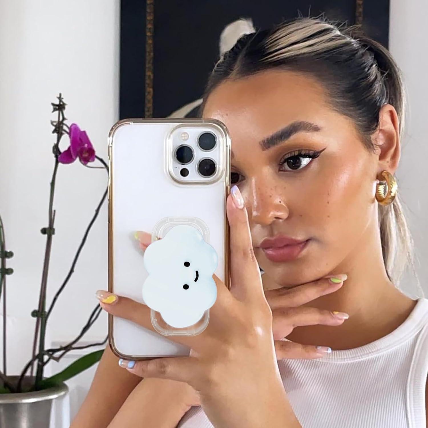 Soporte para teléfono colapsable Rwotlls nube 2D azul