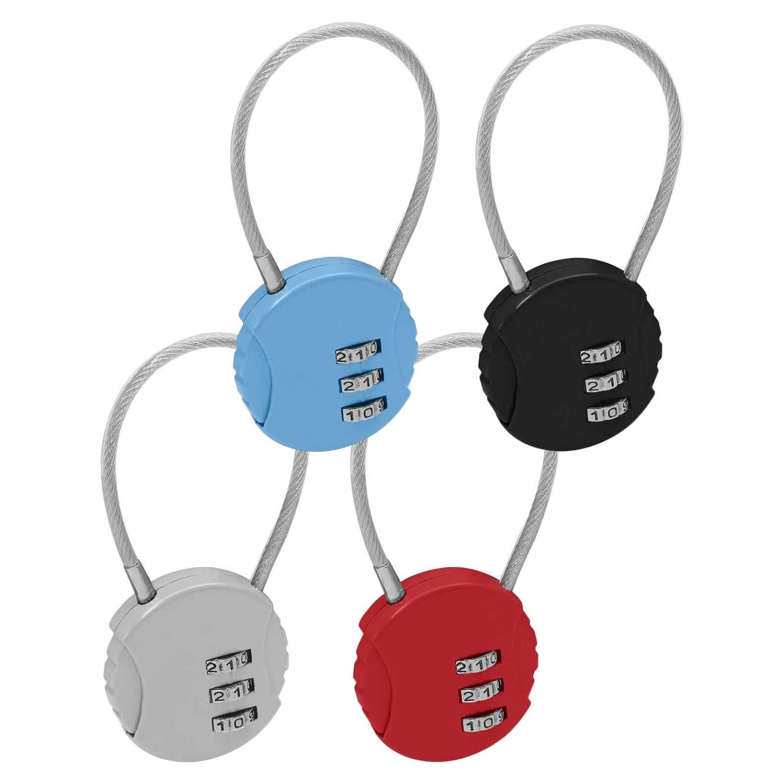 Paquete de 4 Candados de Combinación Bonsicoky 3 Dígitos