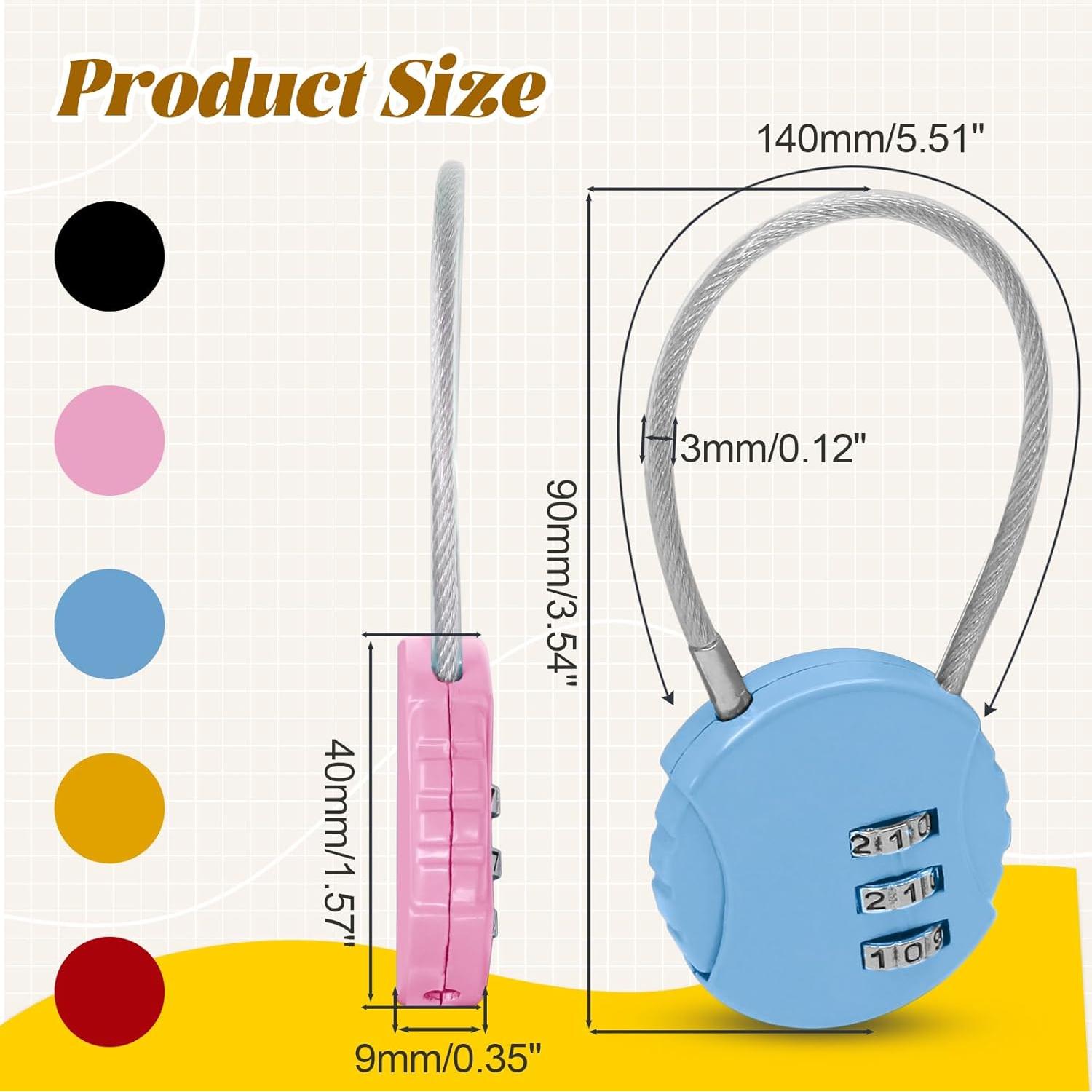 Paquete de 4 Candados de Combinación Bonsicoky 3 Dígitos
