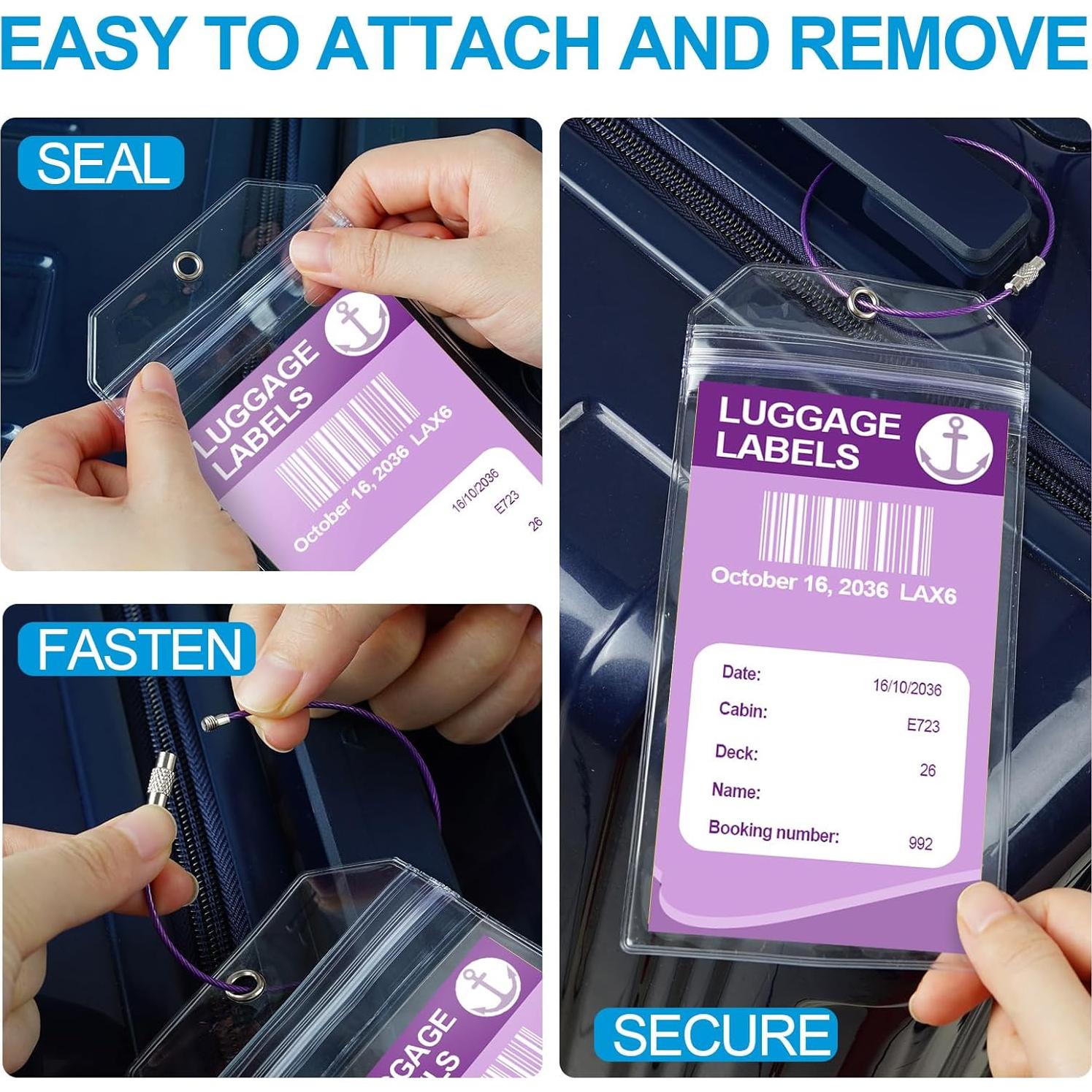Portaetiquetas de Equipaje Oicumic, 6 Etiquetas Transparentes Impermeables