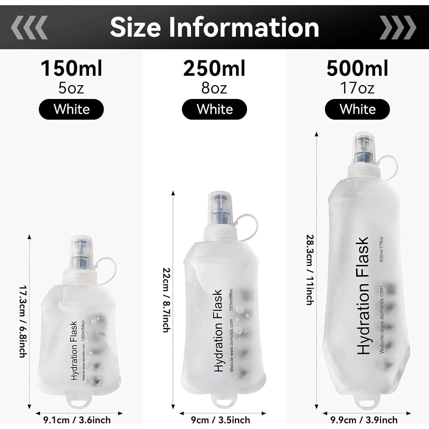 Botella de Agua Suave Colapsable SHELEMB 150ml Blanca