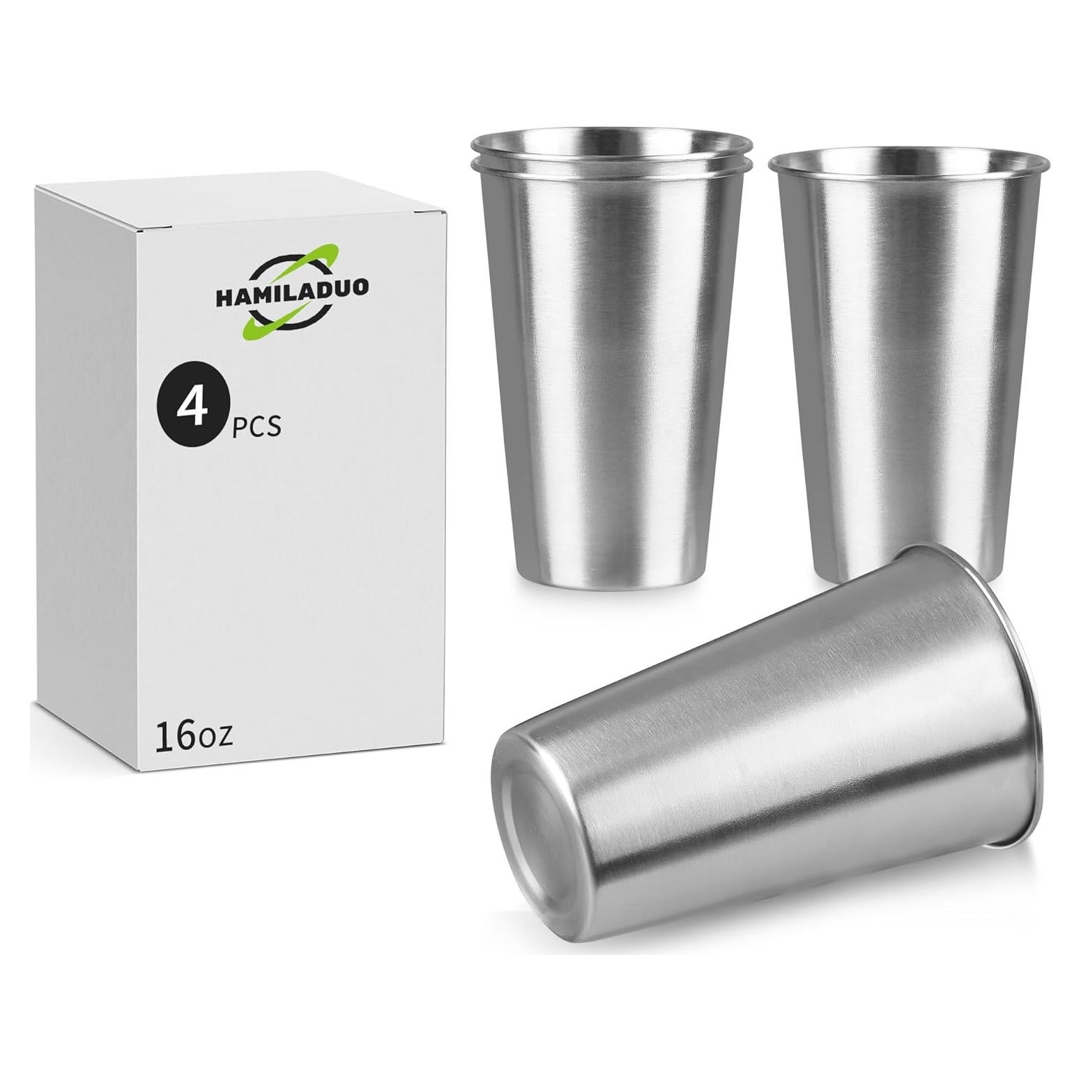 Paquete de 4 tazas de acero inoxidable HAMILADUO 480 ml