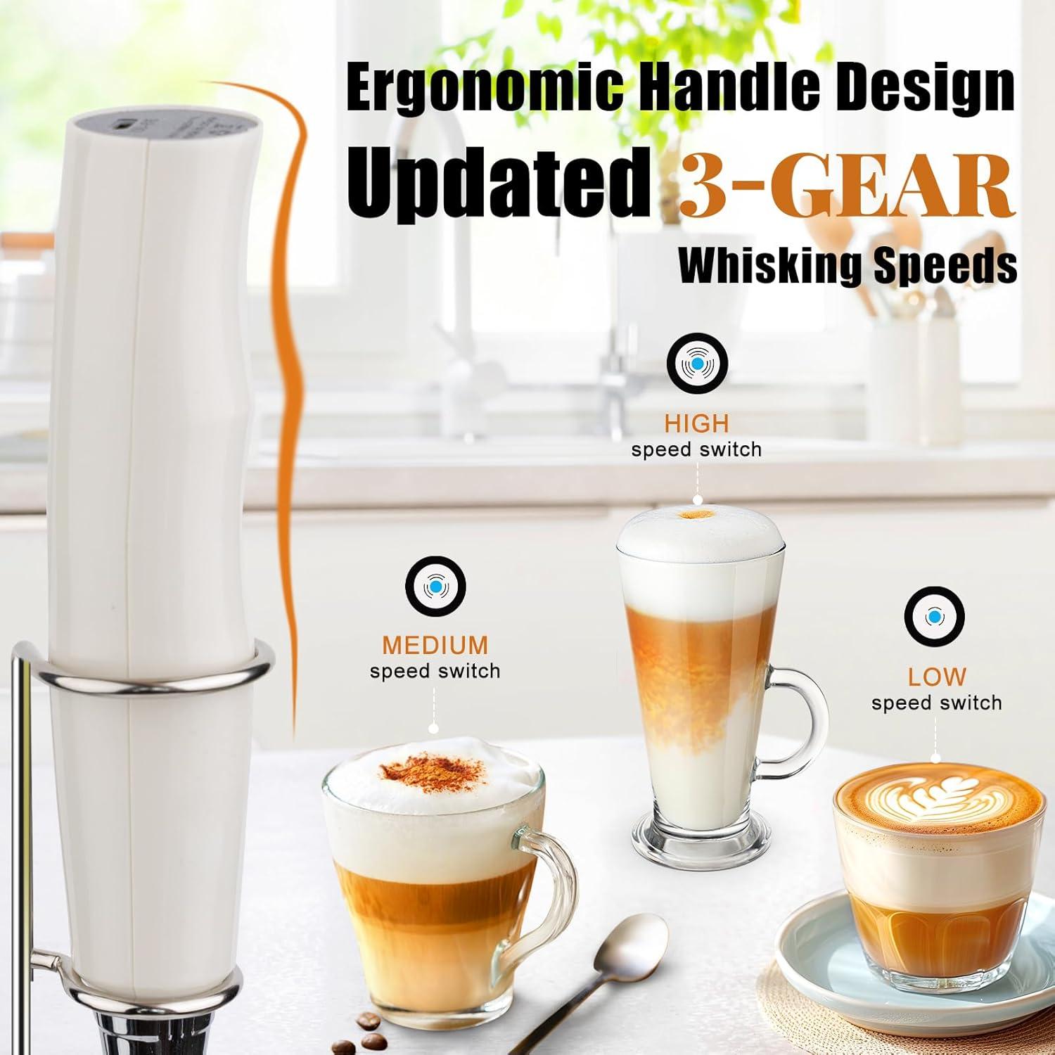 Espumador de Leche Eléctrico Nahida Beige Recargable 1200mAh