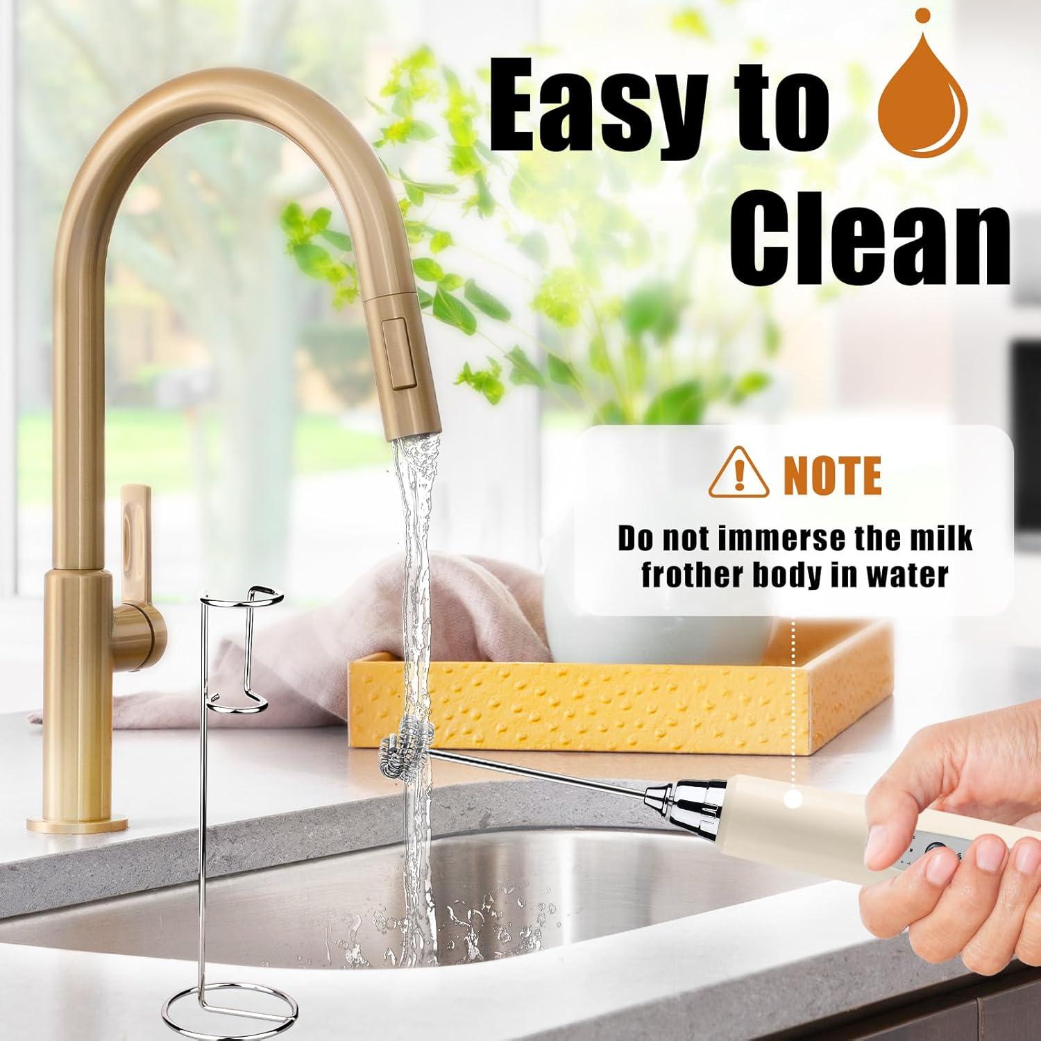 Espumador de Leche Eléctrico Nahida Beige Recargable 1200mAh