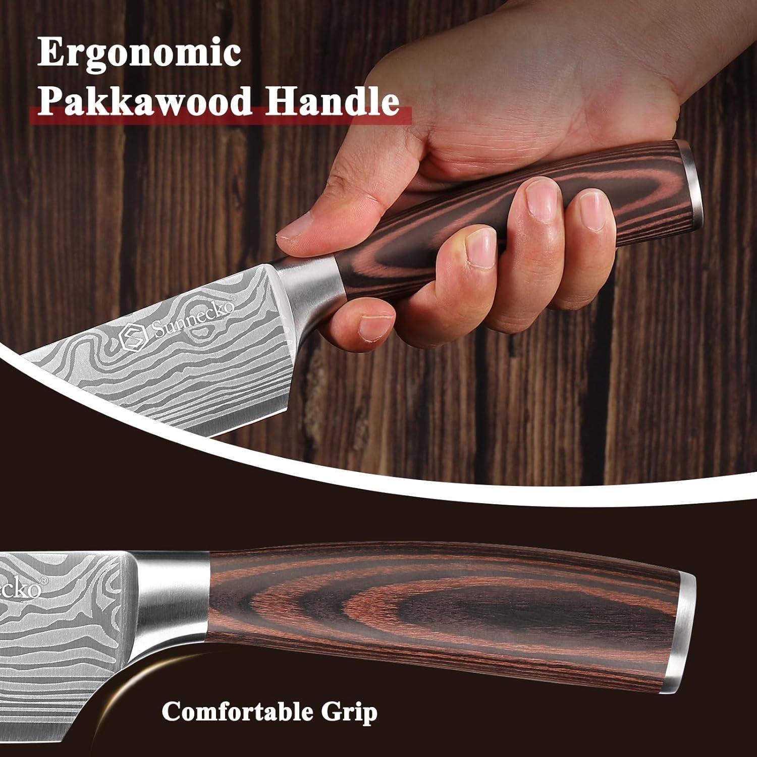 Juego de cuchillos de cocina Sunnecko 3 piezas acero inoxidable