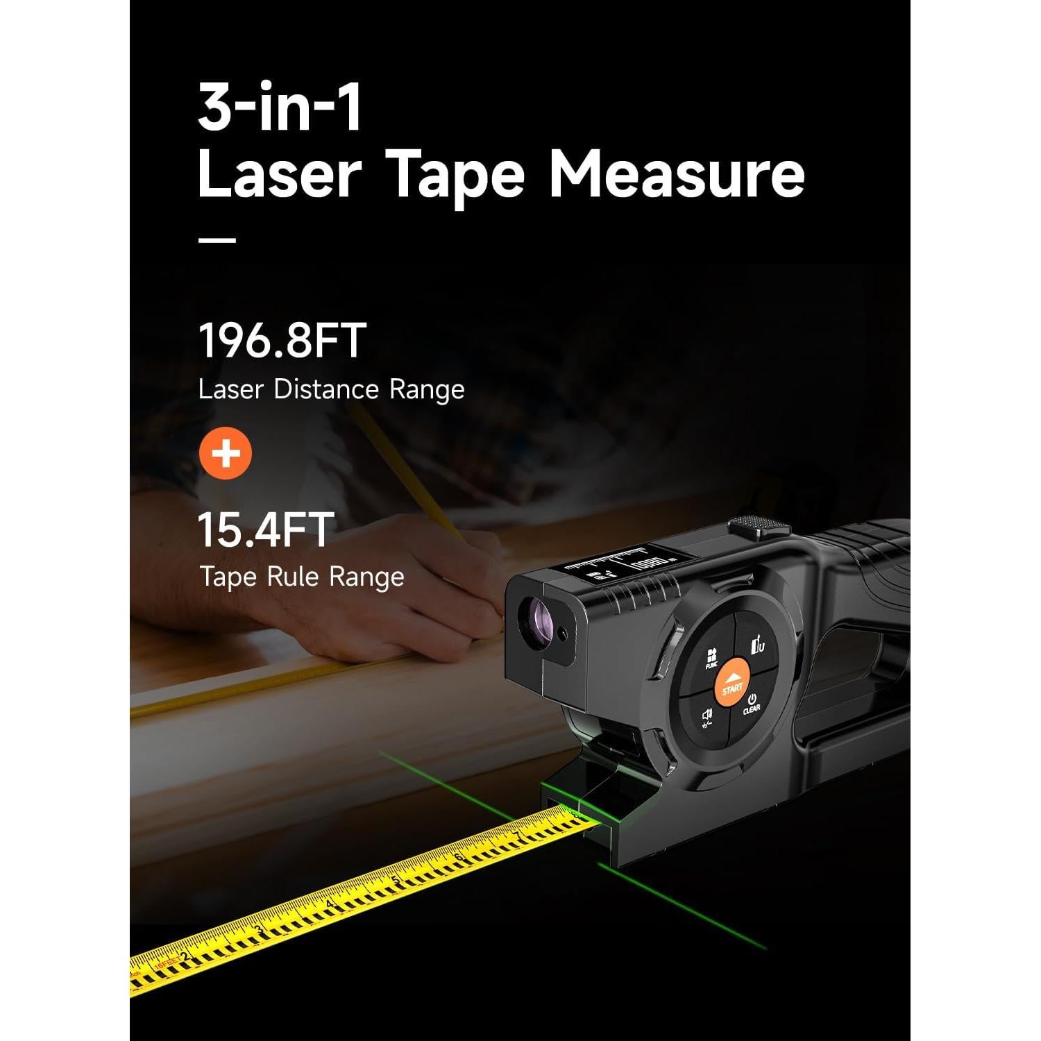Cinta Métrica Digital Aicevoos 59.74m con Láser Verde