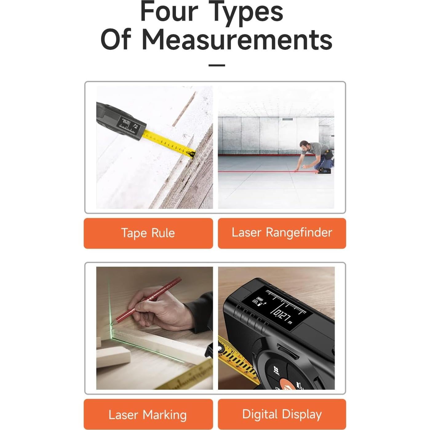 Cinta Métrica Digital Aicevoos 59.74m con Láser Verde