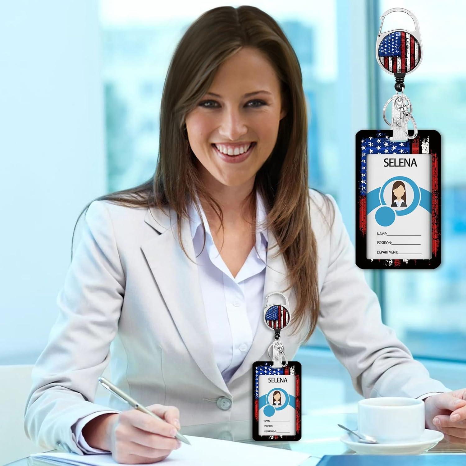 Porta Insignia Retráctil Lebrocoli Bandera Americana ID