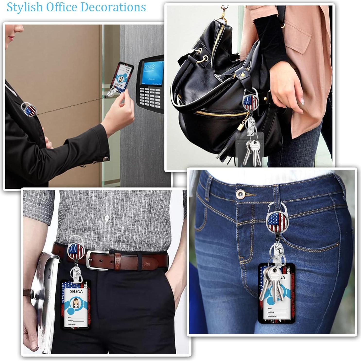 Porta Insignia Retráctil Lebrocoli Bandera Americana ID