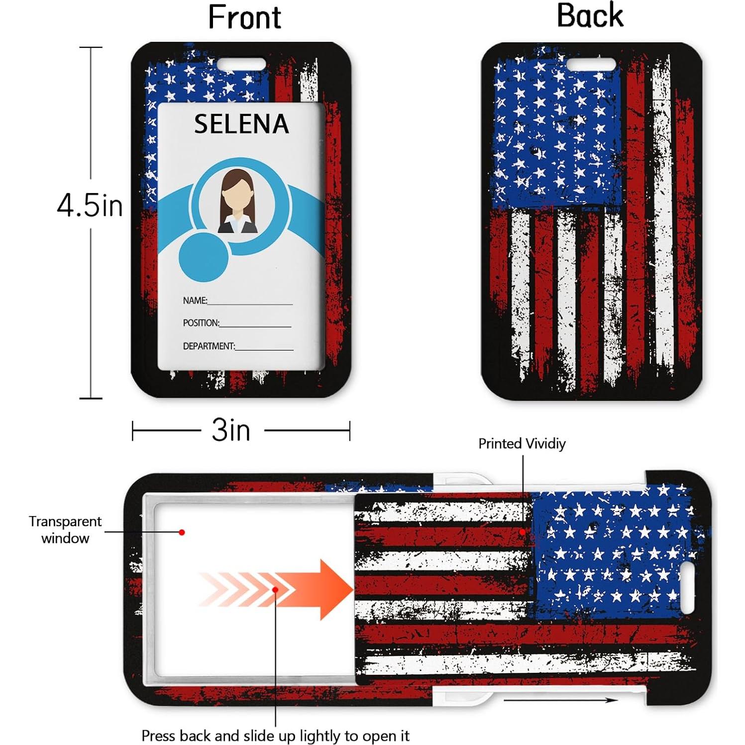 Porta Insignia Retráctil Lebrocoli Bandera Americana ID
