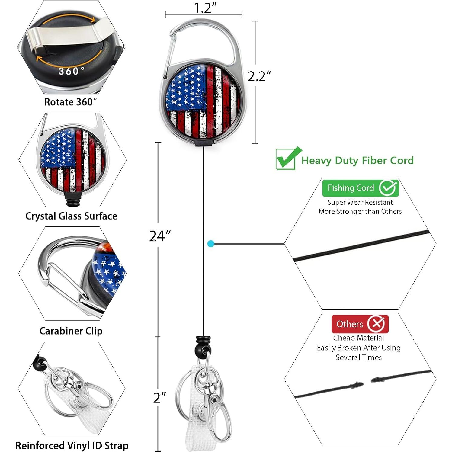 Porta Insignia Retráctil Lebrocoli Bandera Americana ID