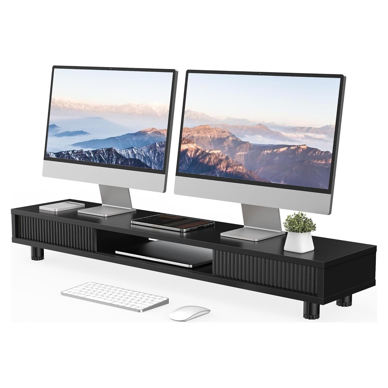 Soporte Doble para Monitor Fenge 108 cm con Cajón y 2 Niveles