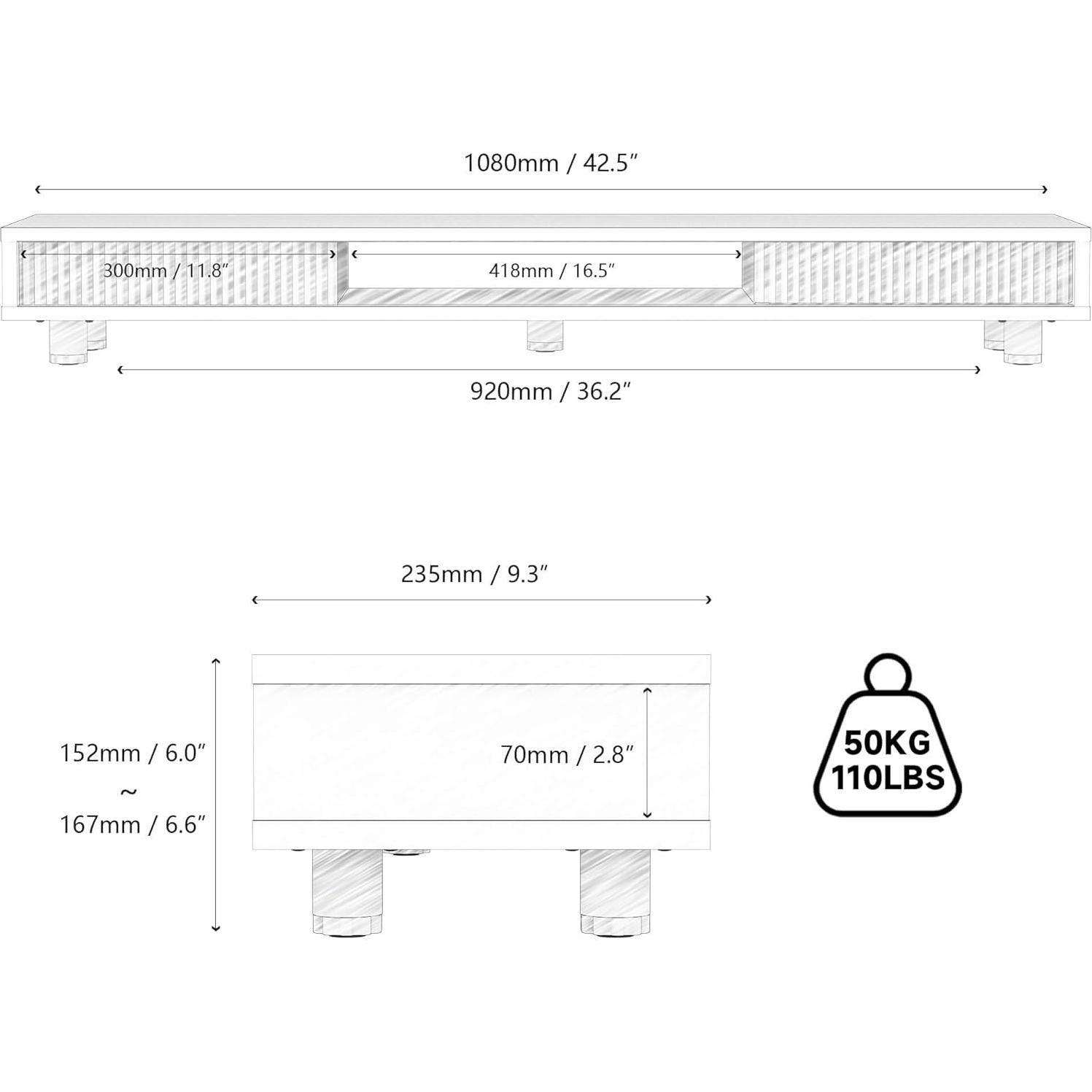Soporte Doble para Monitor Fenge 108 cm con Cajón y 2 Niveles
