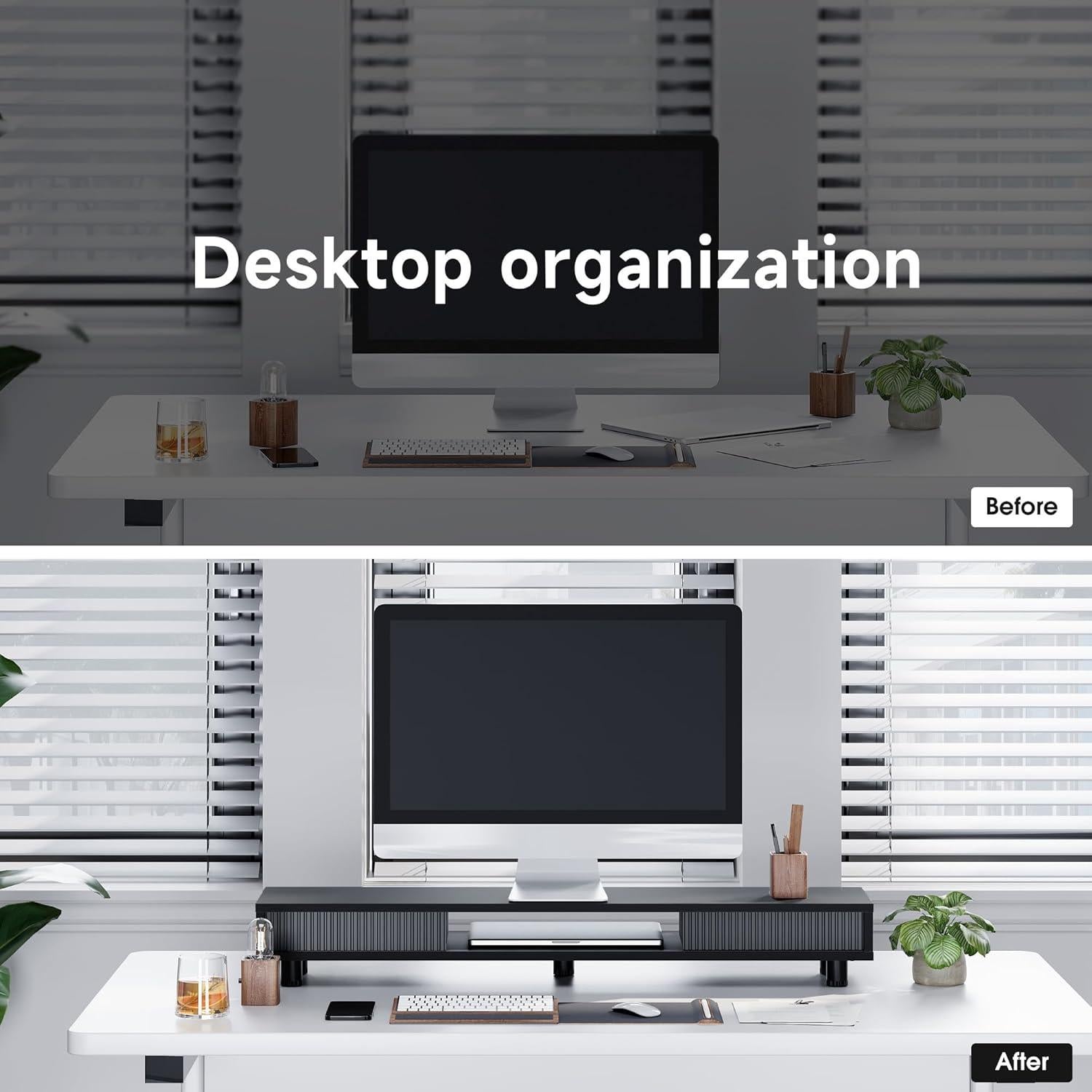Soporte Doble para Monitor Fenge 108 cm con Cajón y 2 Niveles