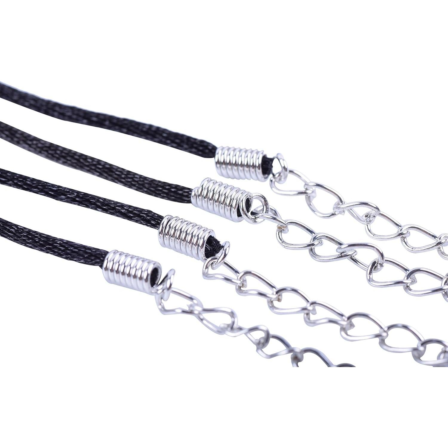 Cordón de Collar de Seda Satinada Negra KONMAY 50pcs 2mm 45cm