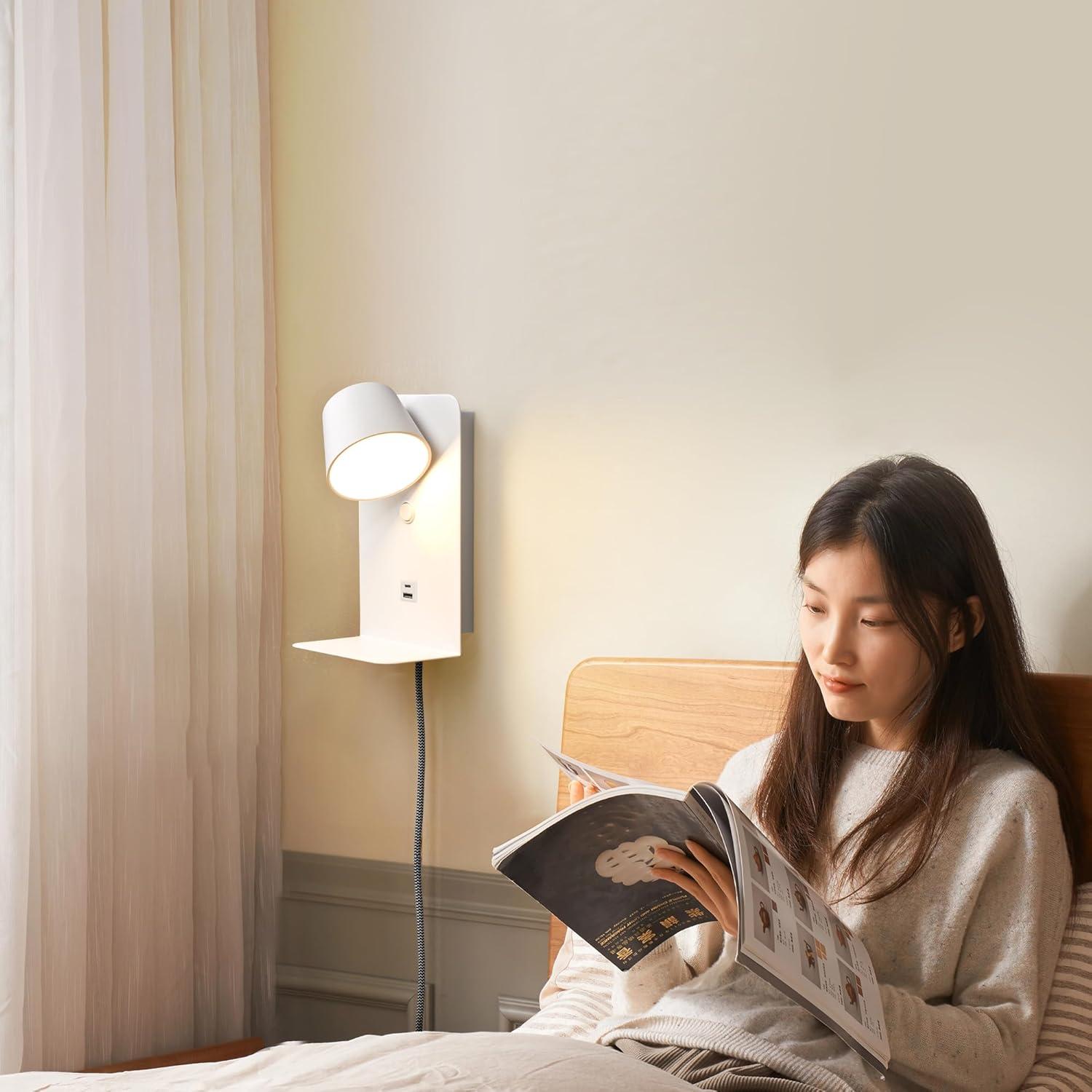 Aplique de pared LED DECOLUX 6W regulable con USB blanco