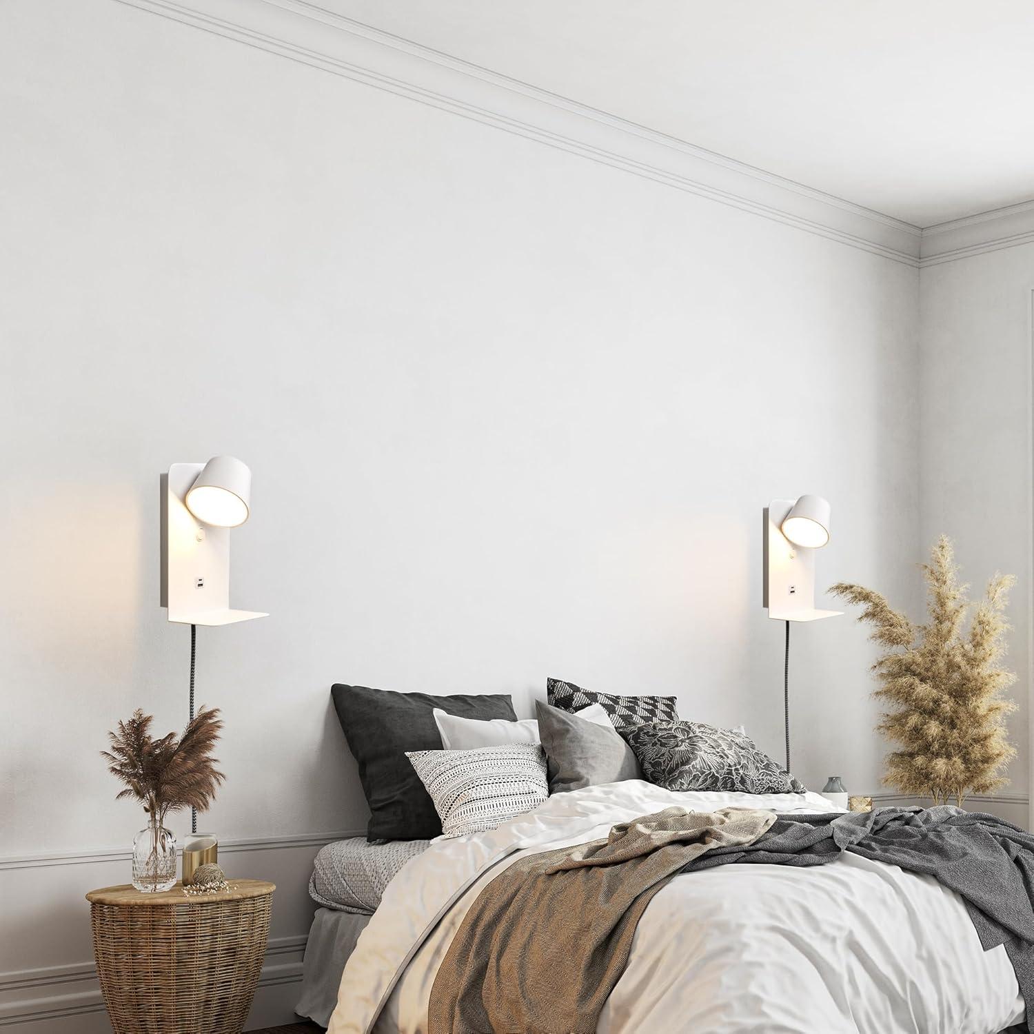 Aplique de pared LED DECOLUX 6W regulable con USB blanco