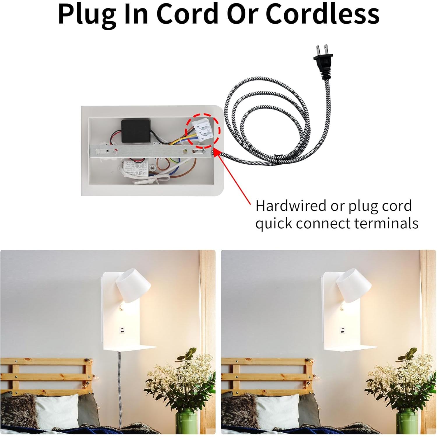 Aplique de pared LED DECOLUX 6W regulable con USB blanco