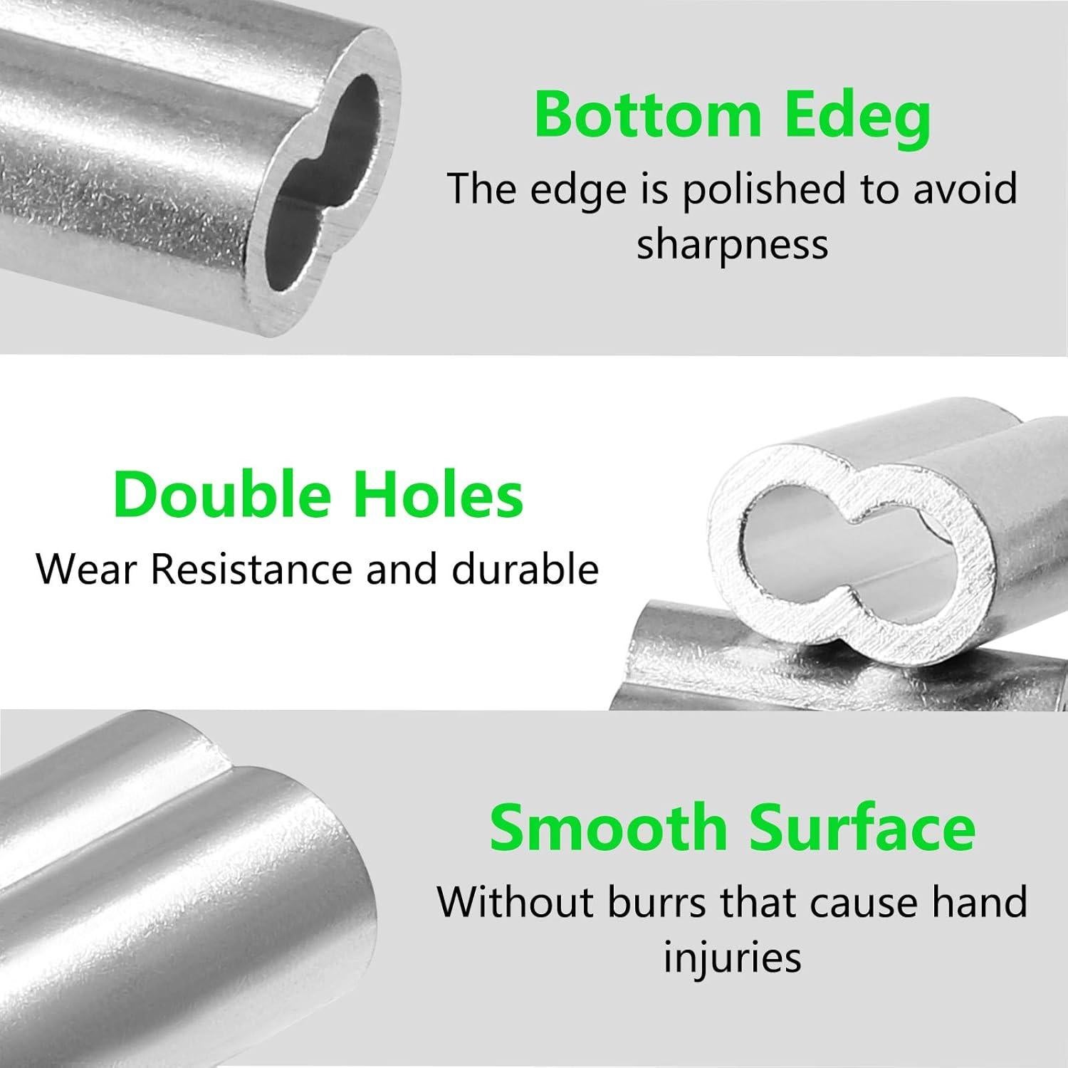 100pcs Manga de Bujes de Aluminio 3mm Doble Orificio PHITUODA