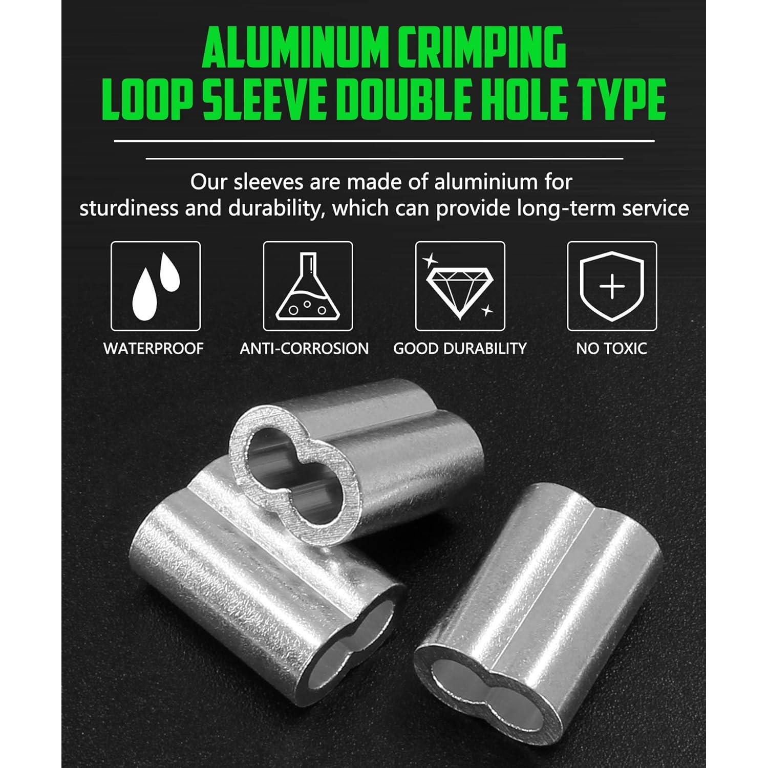 100pcs Manga de Bujes de Aluminio 3mm Doble Orificio PHITUODA