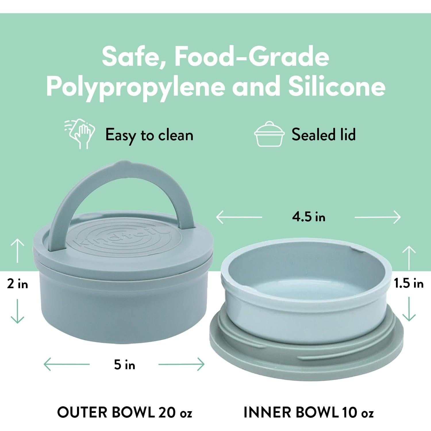 Comedero Portátil para Mascotas KindTail, 2 Cuencos Apilables 0.3L y 0.6L