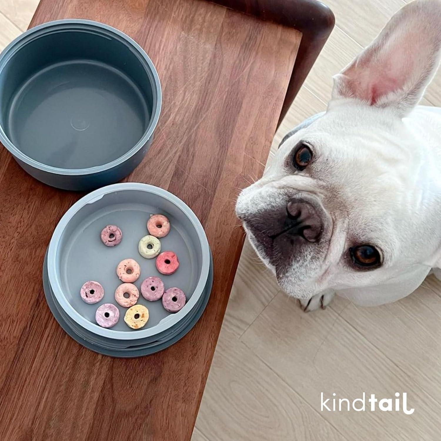 Comedero Portátil para Mascotas KindTail, 2 Cuencos Apilables 0.3L y 0.6L